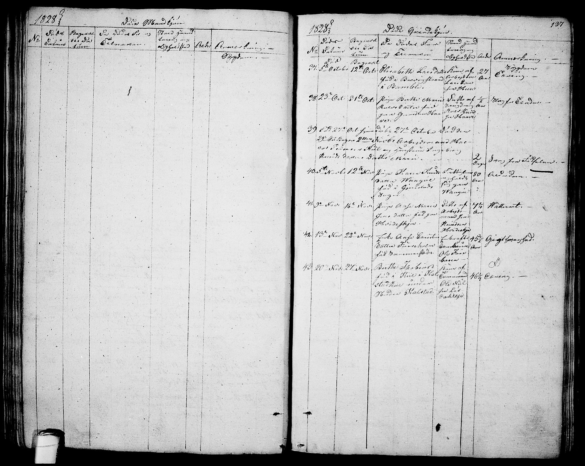 Sannidal kirkebøker, AV/SAKO-A-296/F/Fa/L0005: Parish register (official) no. 5, 1823-1830, p. 137