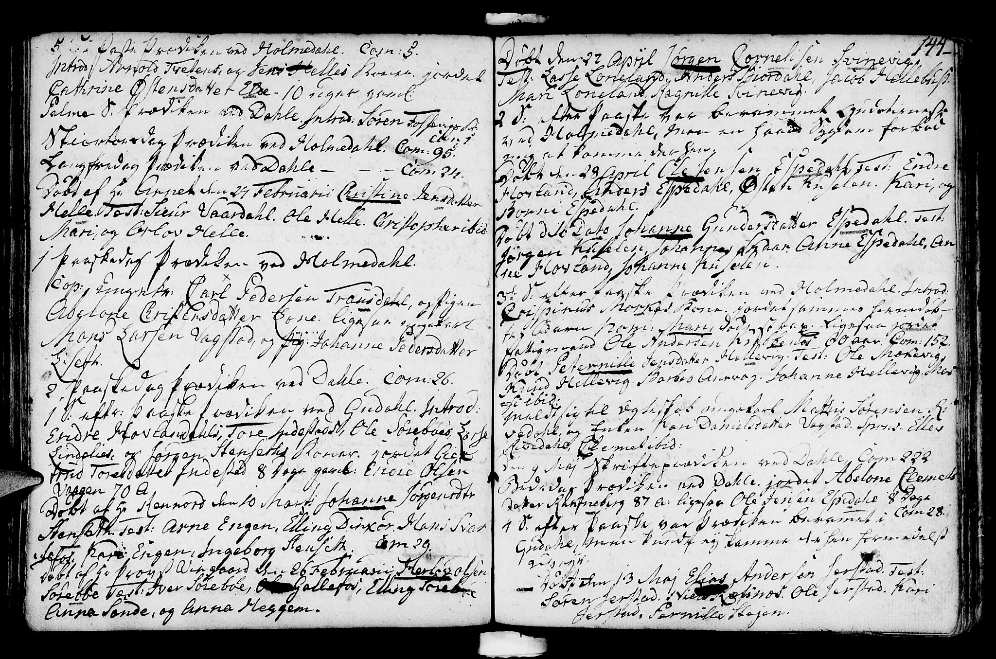 Fjaler sokneprestembete, AV/SAB-A-79801/H/Haa/Haaa/L0003: Parish register (official) no. A 3, 1799-1814, p. 144