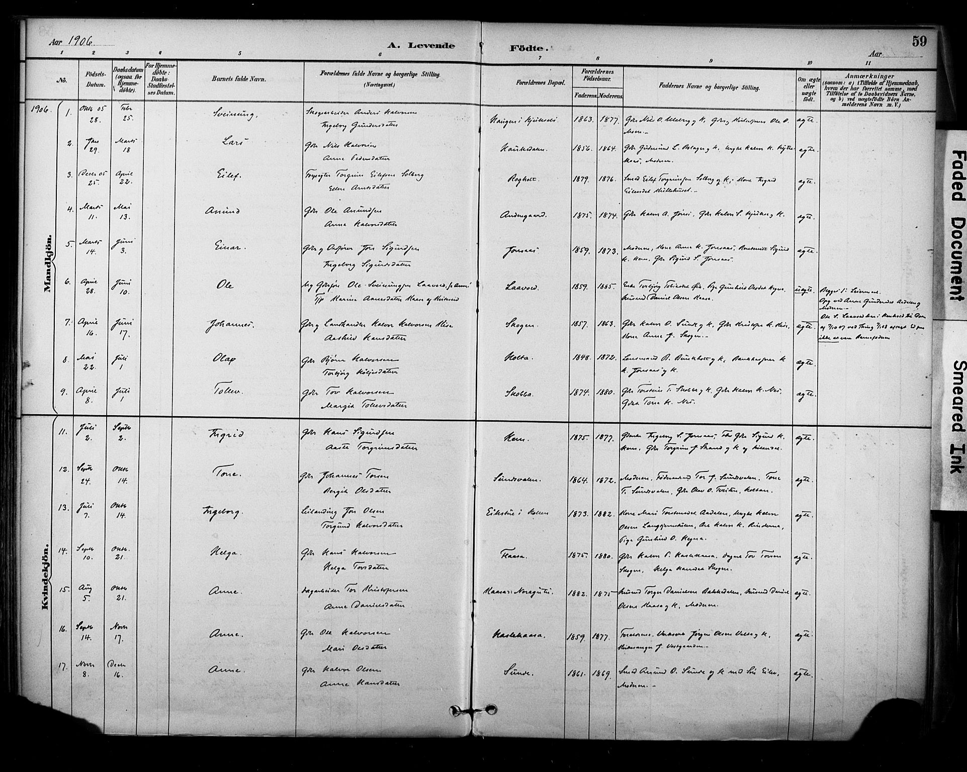 Sauherad kirkebøker, SAKO/A-298/F/Fa/L0009: Parish register (official) no. I 9, 1887-1912, p. 59
