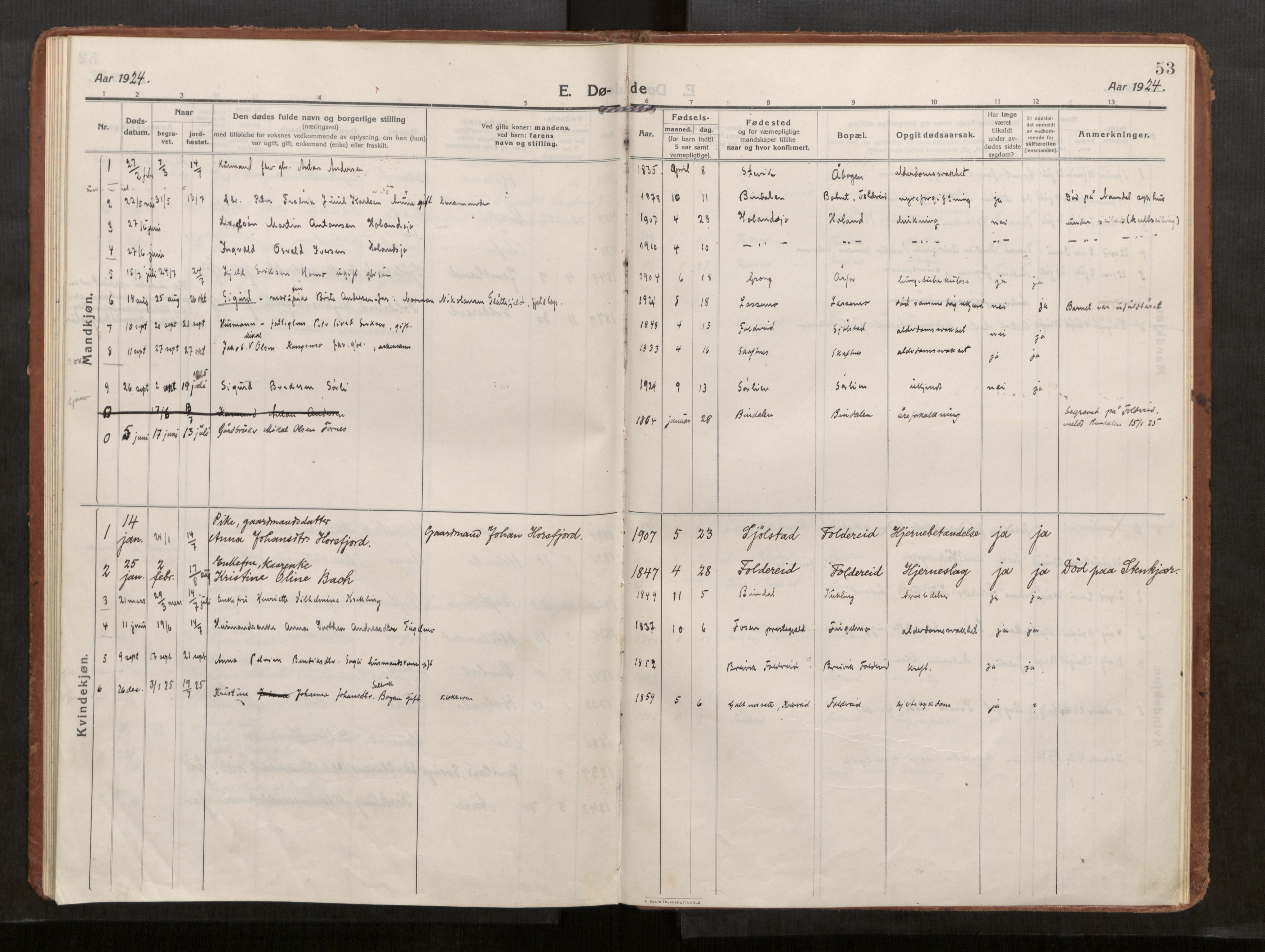 Kolvereid sokneprestkontor, AV/SAT-A-1171/H/Ha/Haa/L0002: Parish register (official) no. 2, 1914-1926, p. 53