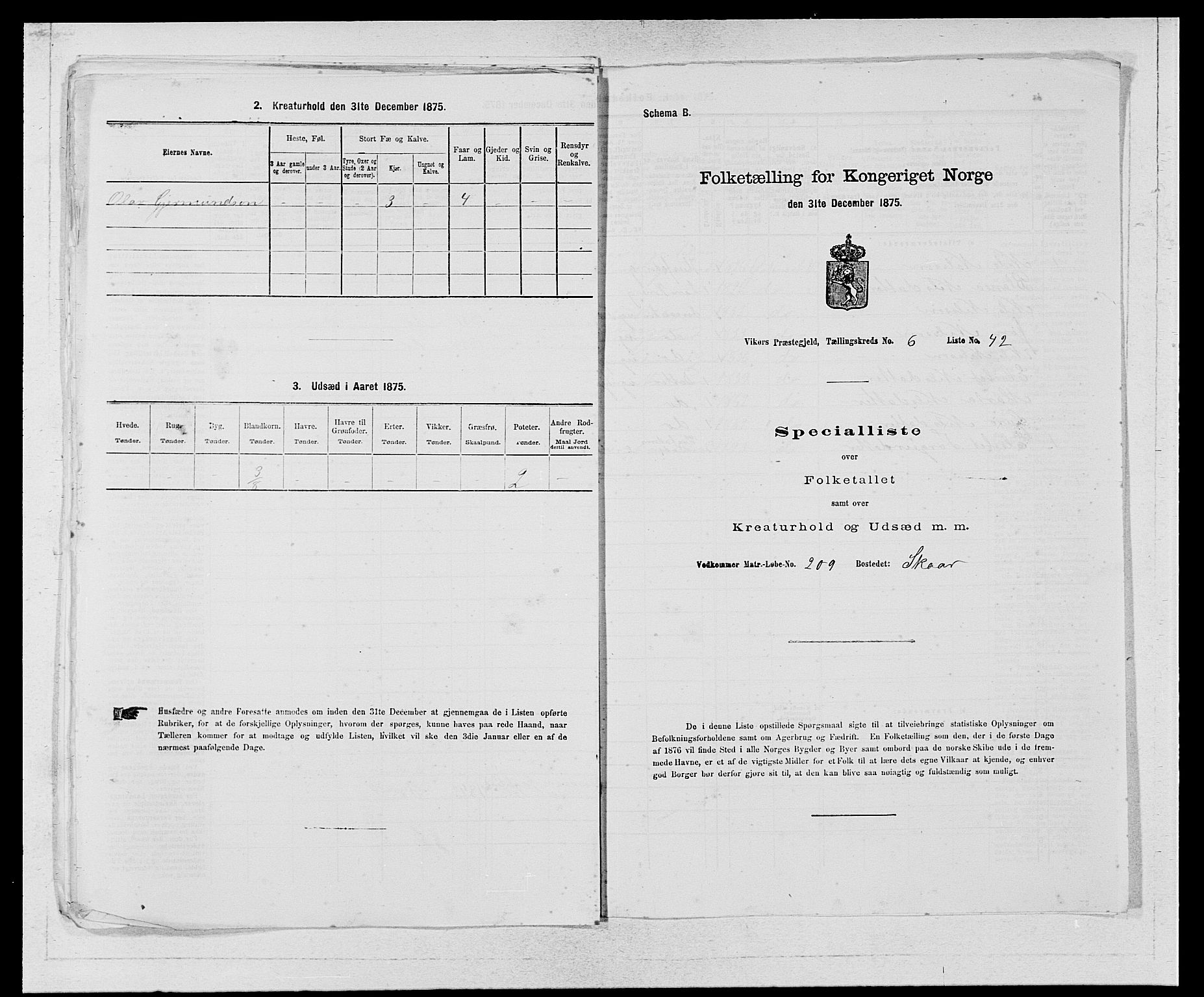 SAB, 1875 census for 1238P Vikør, 1875, p. 866