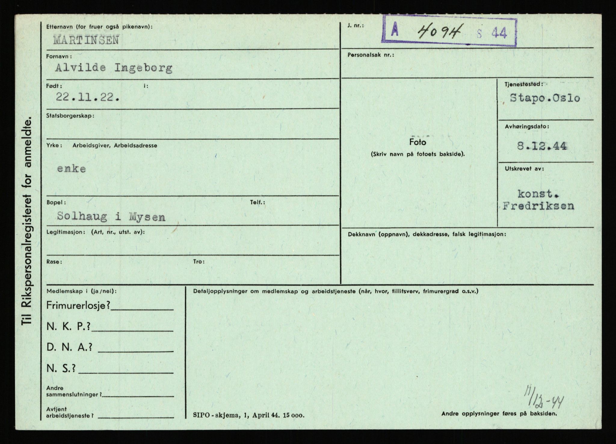 Statspolitiet - Hovedkontoret / Osloavdelingen, AV/RA-S-1329/C/Ca/L0010: Lind - Moksnes, 1943-1945, p. 2864