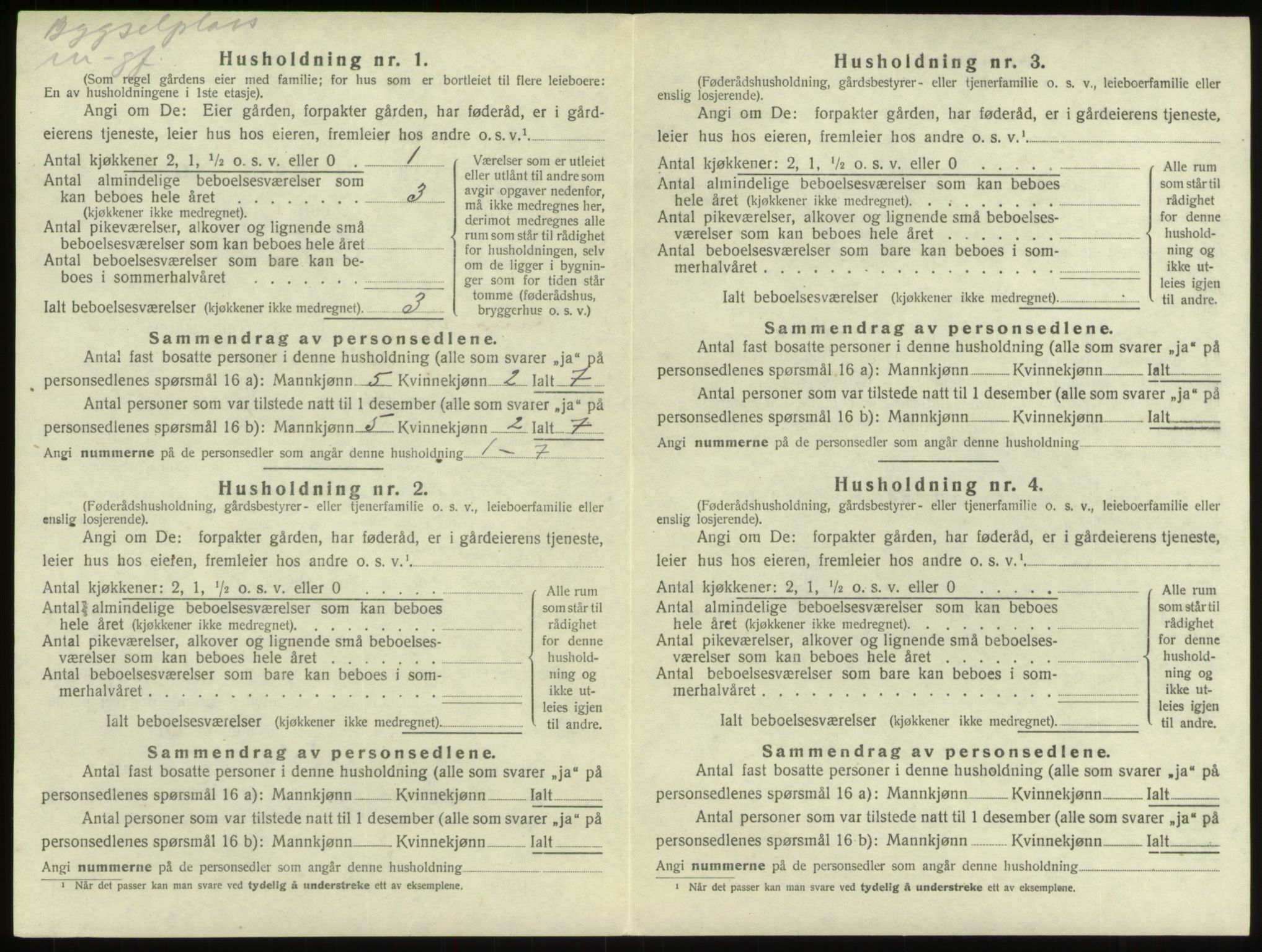 SAB, 1920 census for Innvik, 1920, p. 373