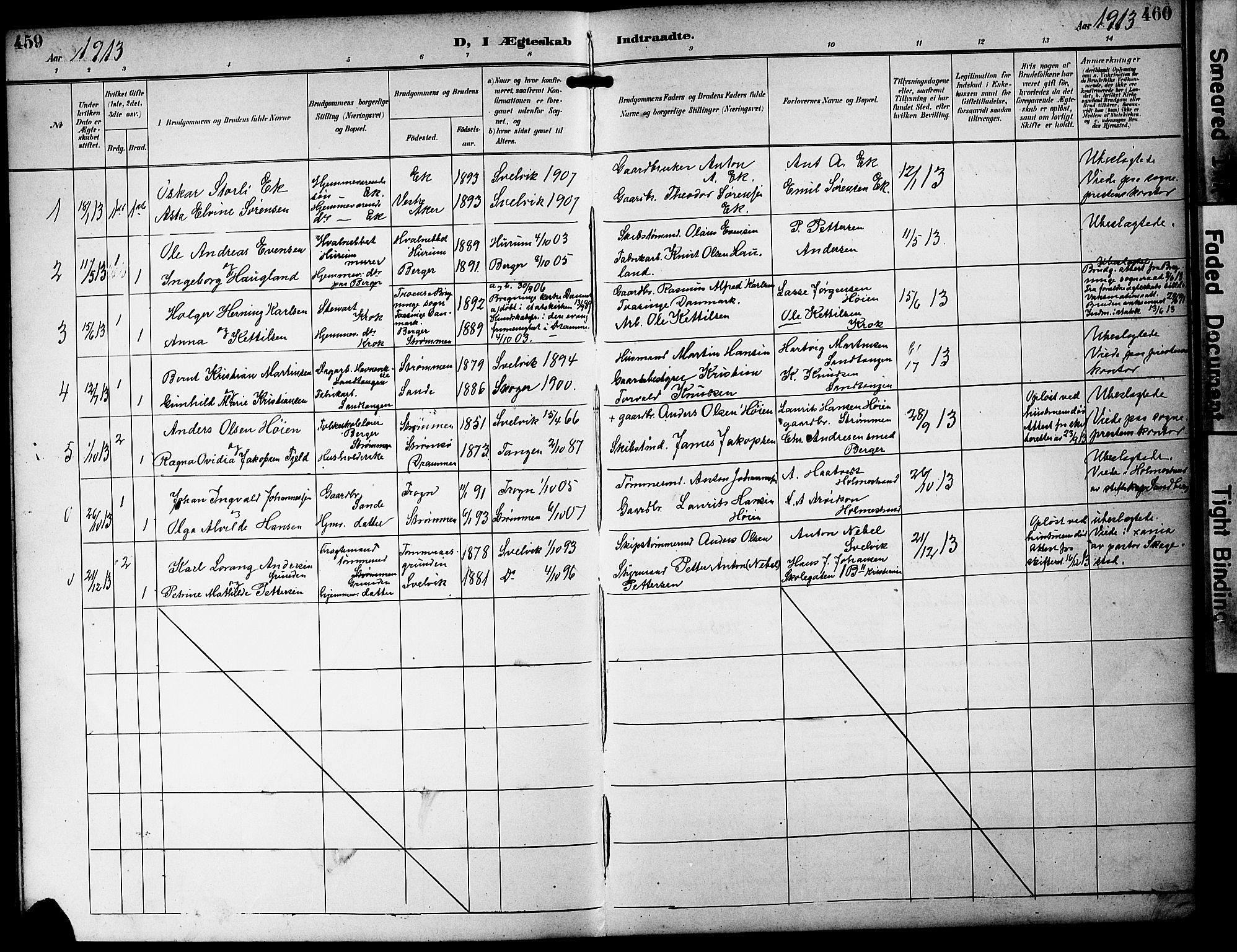 Strømm kirkebøker, AV/SAKO-A-322/G/Ga/L0004: Parish register (copy) no. I 4, 1897-1927, p. 459-460