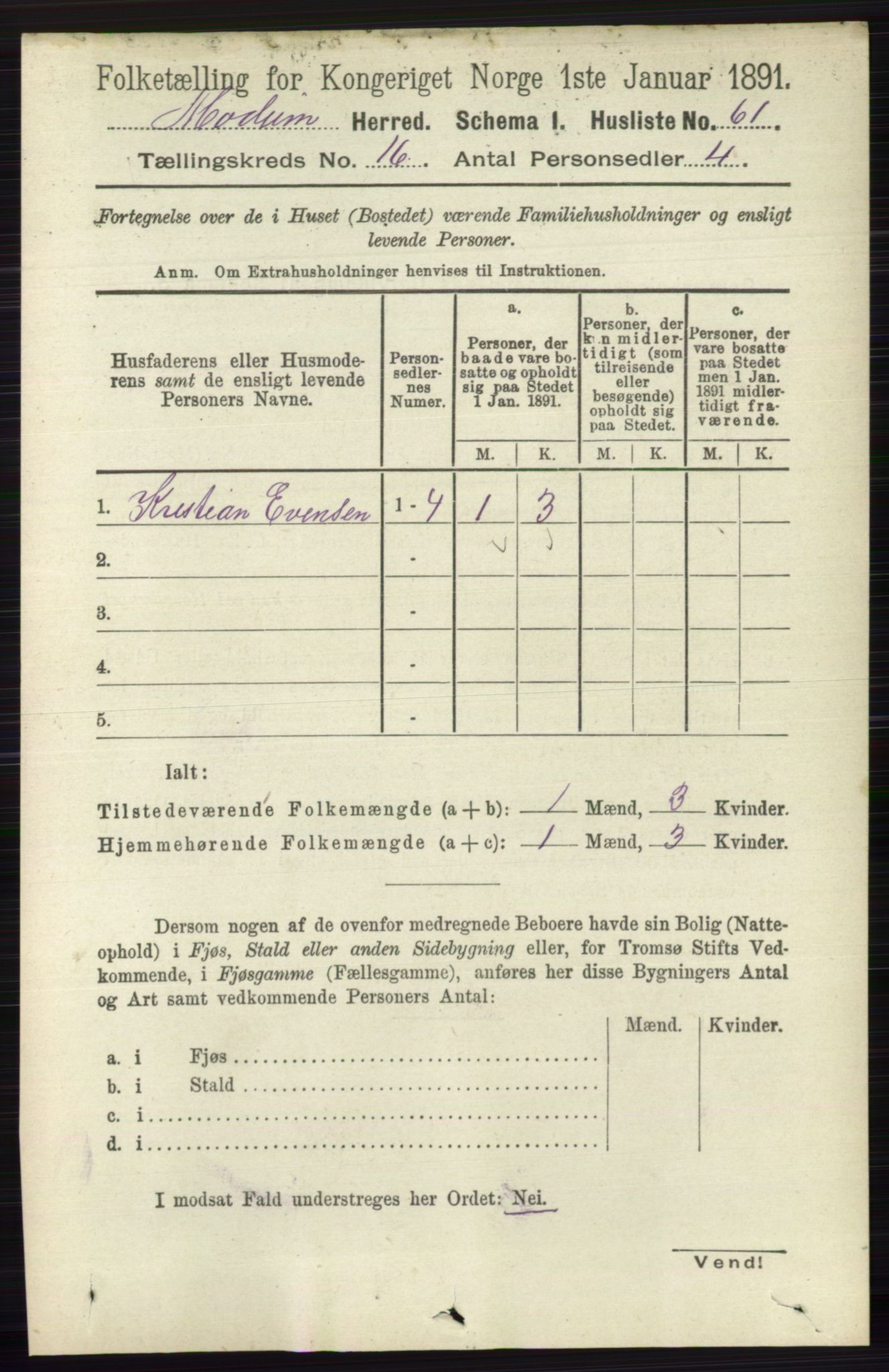 RA, 1891 census for 0623 Modum, 1891, p. 6176