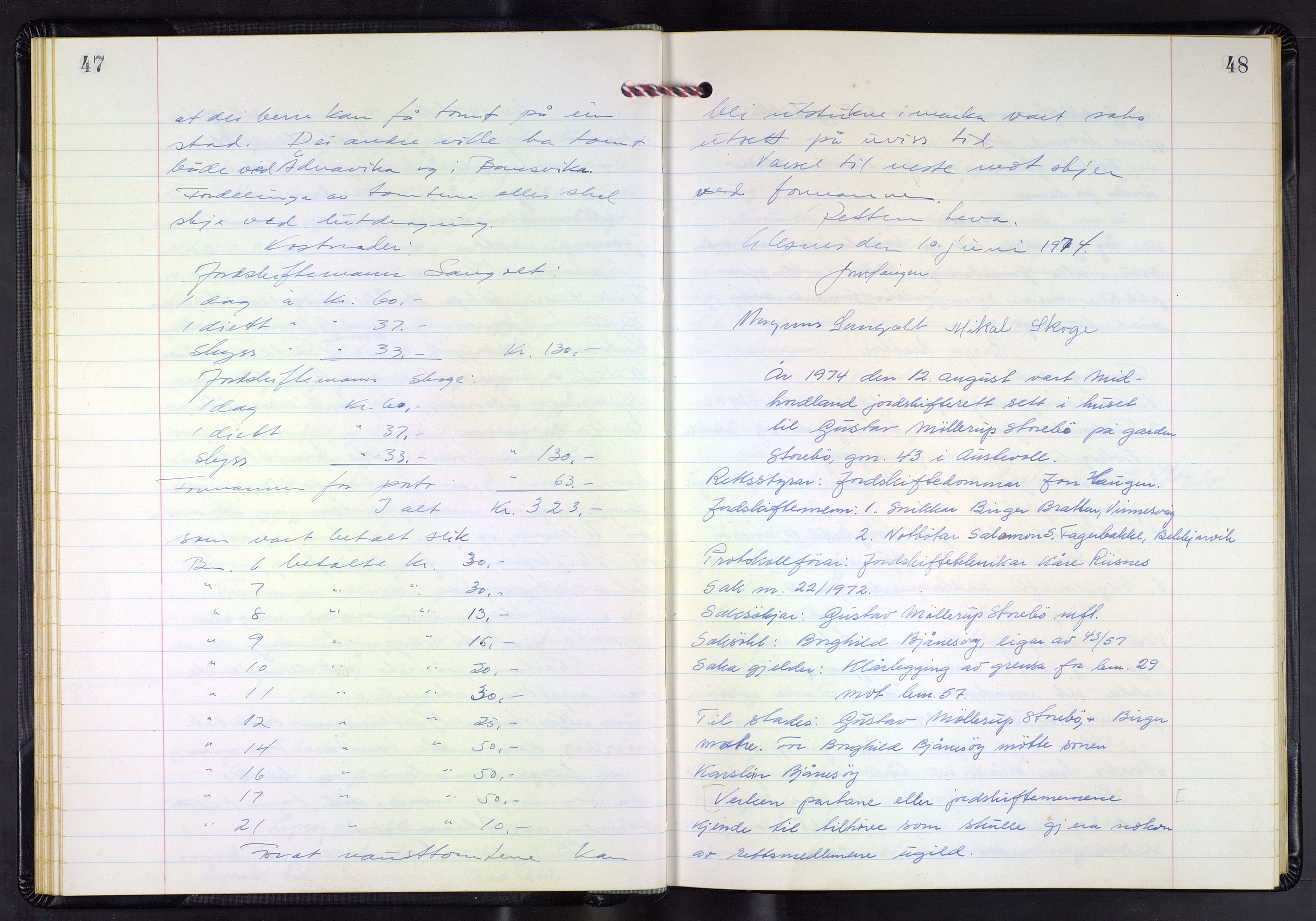 Hordaland jordskiftedøme - III Midhordland jordskiftedistrikt, AV/SAB-A-7001/A/Aa/L0044: Forhandlingsprotokoll, 1973-1978, p. 47-48