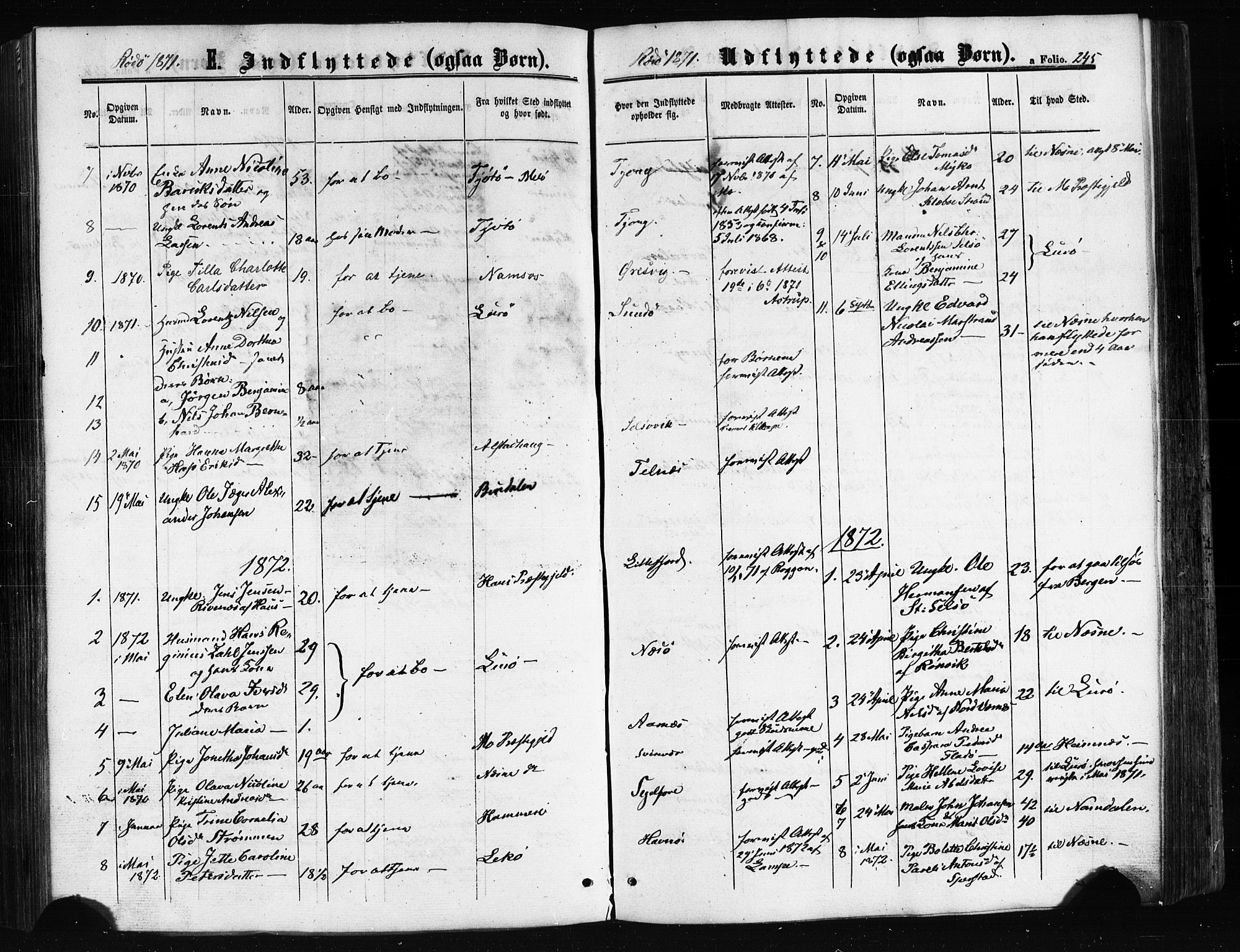 Ministerialprotokoller, klokkerbøker og fødselsregistre - Nordland, SAT/A-1459/841/L0607: Parish register (official) no. 841A11 /1, 1863-1877, p. 245