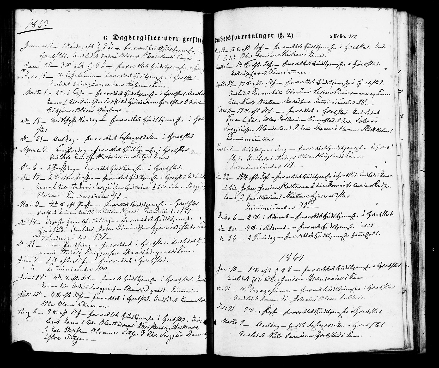 Søgne sokneprestkontor, AV/SAK-1111-0037/F/Fa/Faa/L0002: Parish register (official) no. A 2, 1854-1882, p. 377