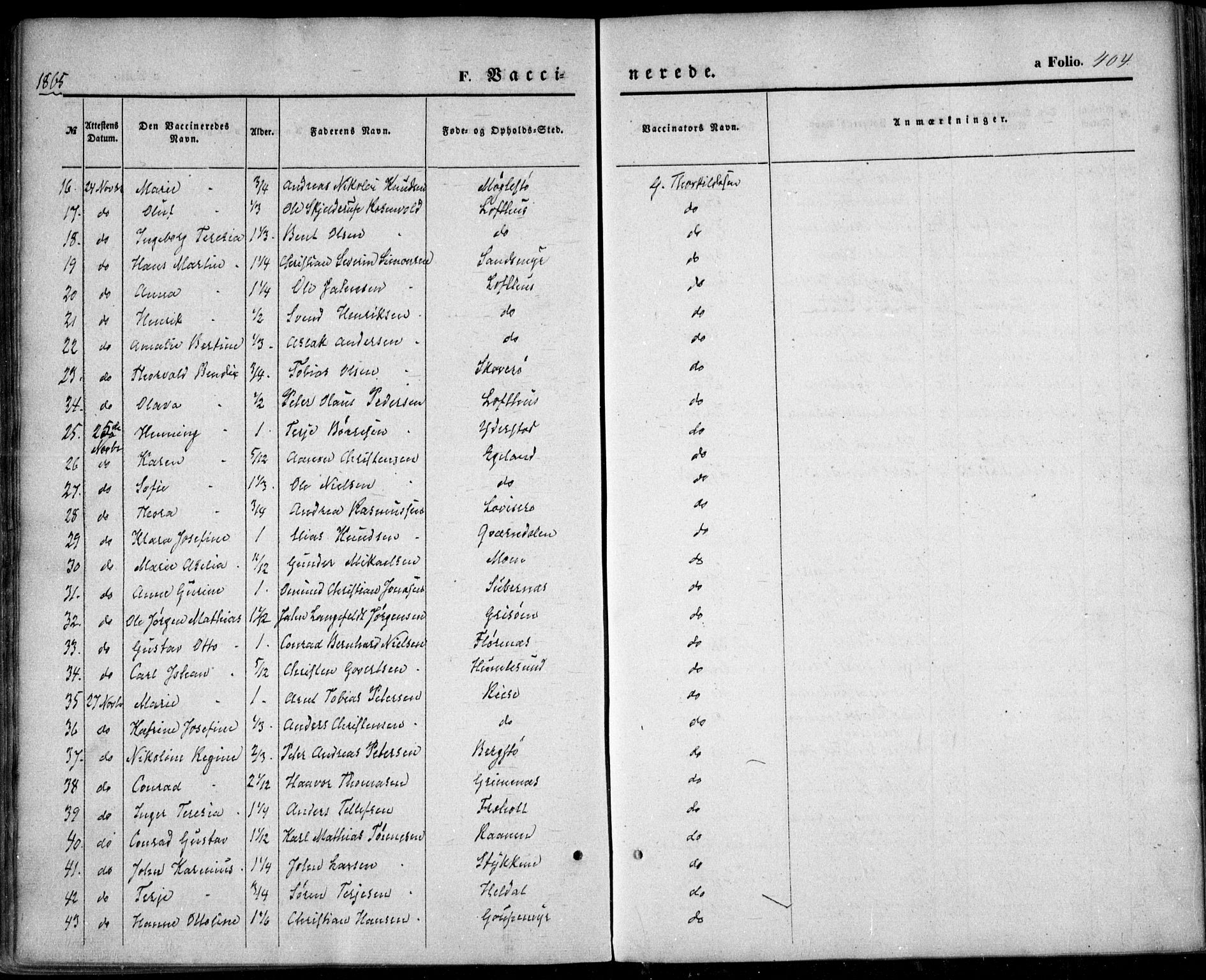 Vestre Moland sokneprestkontor, AV/SAK-1111-0046/F/Fa/Fab/L0007: Parish register (official) no. A 7, 1859-1872, p. 404