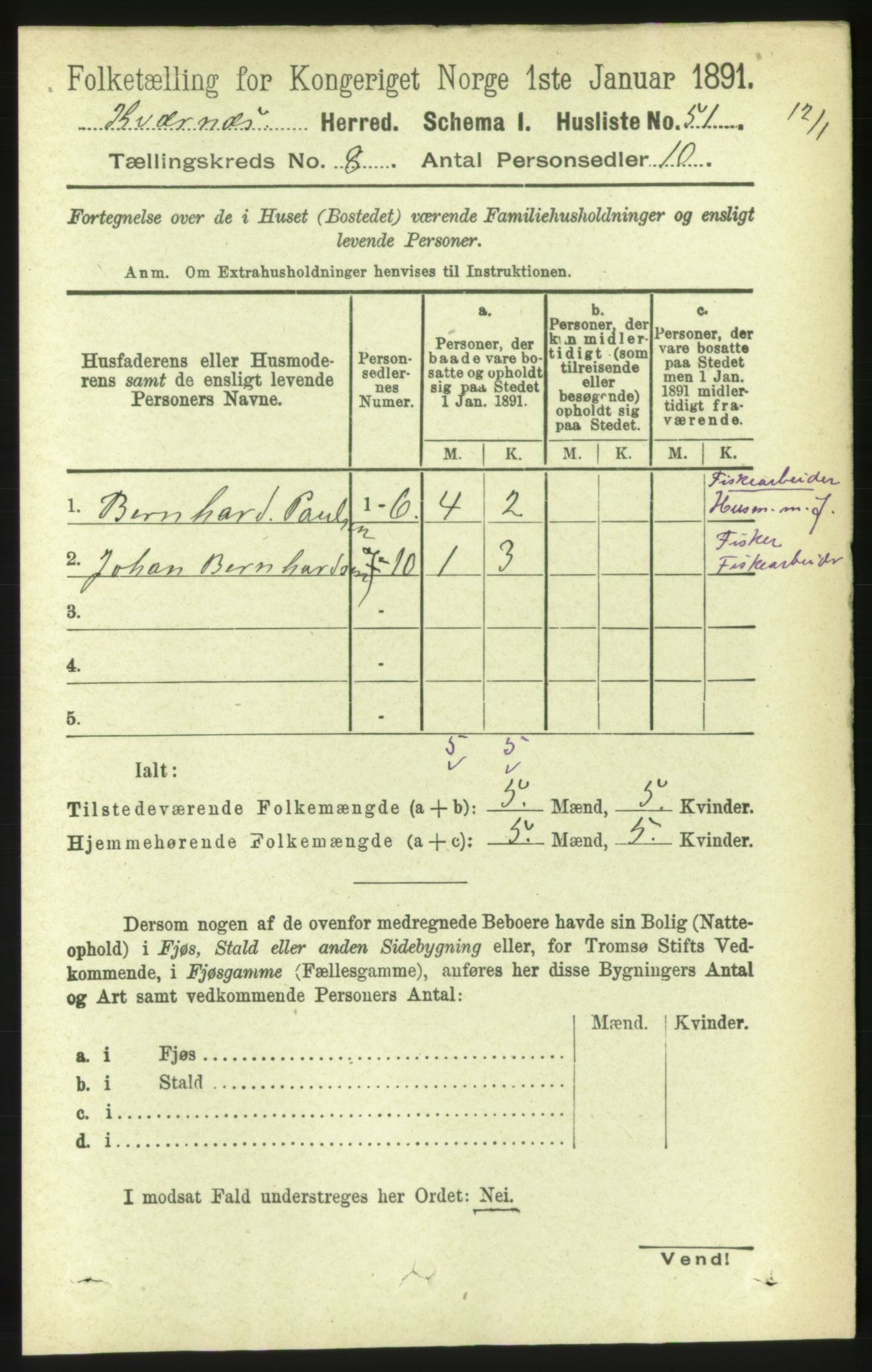 RA, 1891 census for 1553 Kvernes, 1891, p. 3507