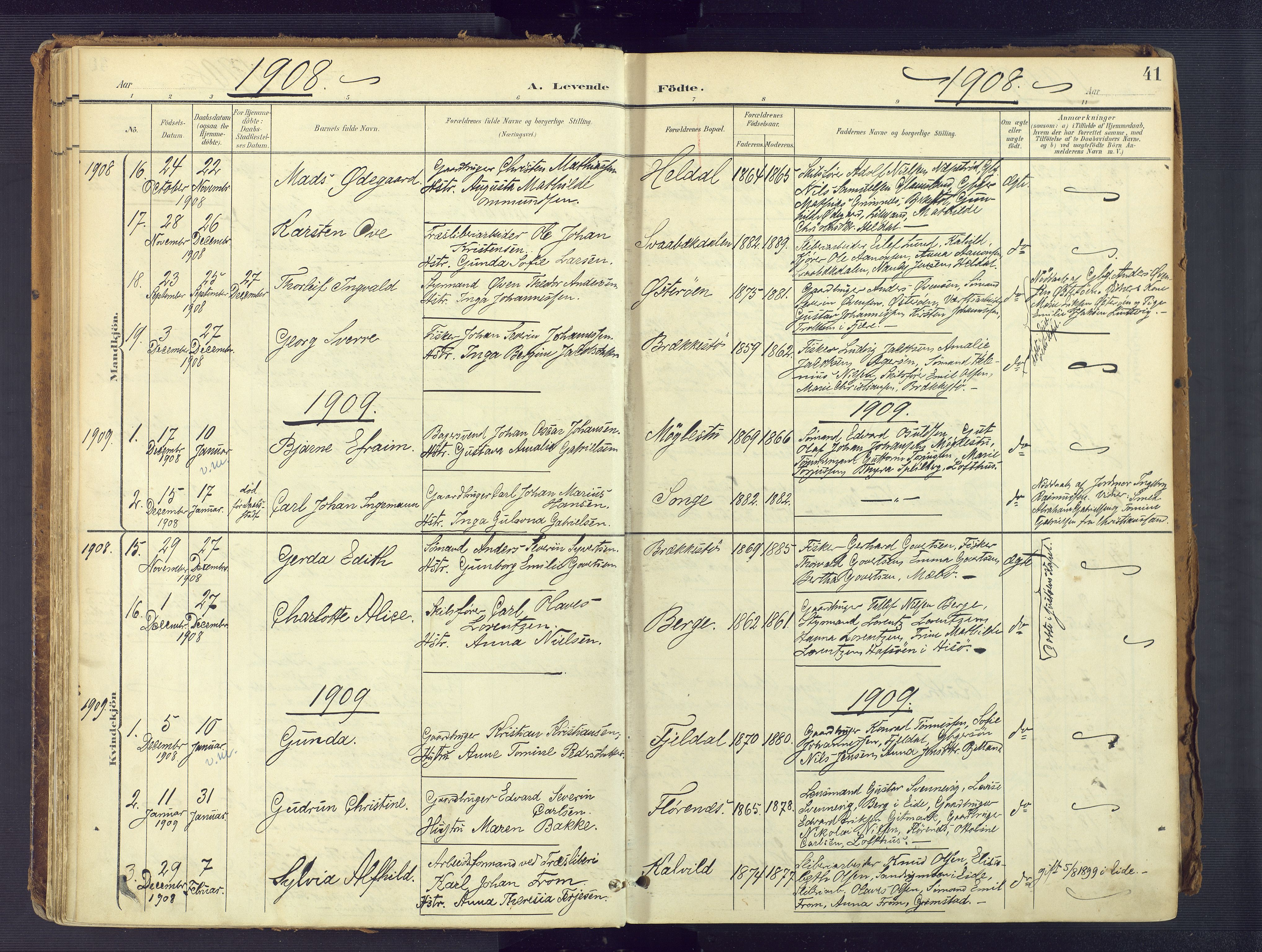 Vestre Moland sokneprestkontor, AV/SAK-1111-0046/F/Fa/Fab/L0010: Parish register (official) no. A 10, 1900-1926, p. 41