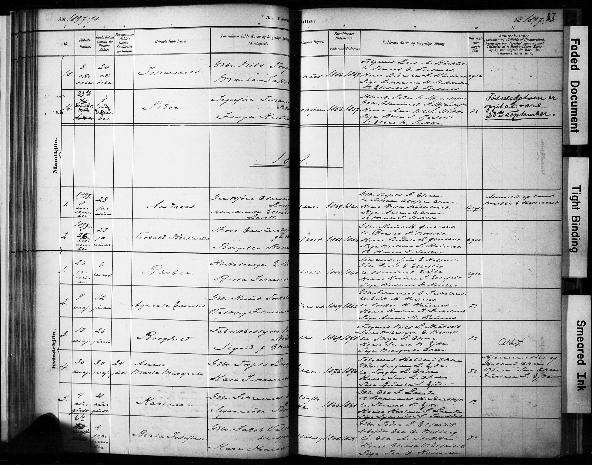 Skjold sokneprestkontor, AV/SAST-A-101847/H/Ha/Haa/L0009: Parish register (official) no. A 9, 1882-1898, p. 47