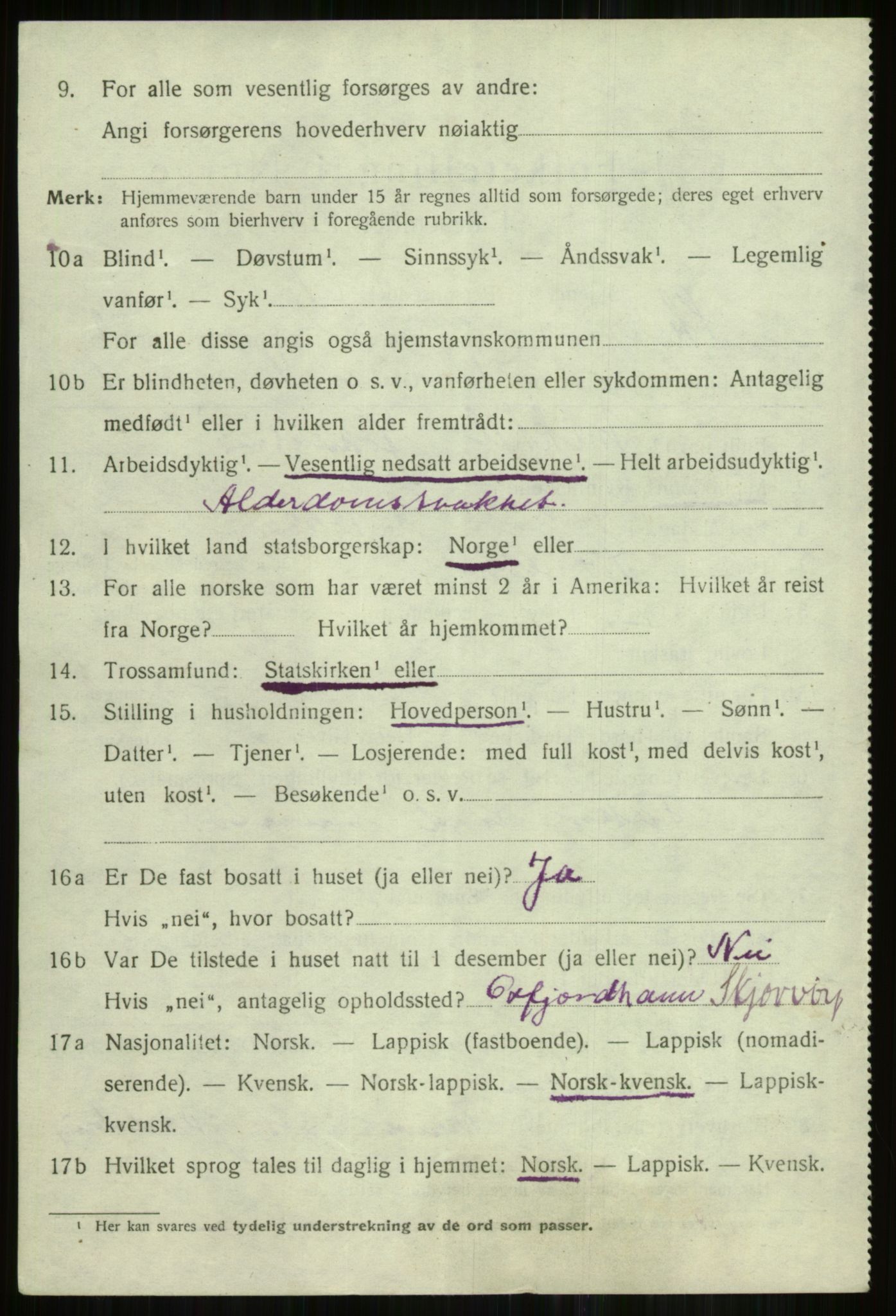 SATØ, 1920 census for Skjervøy, 1920, p. 1492