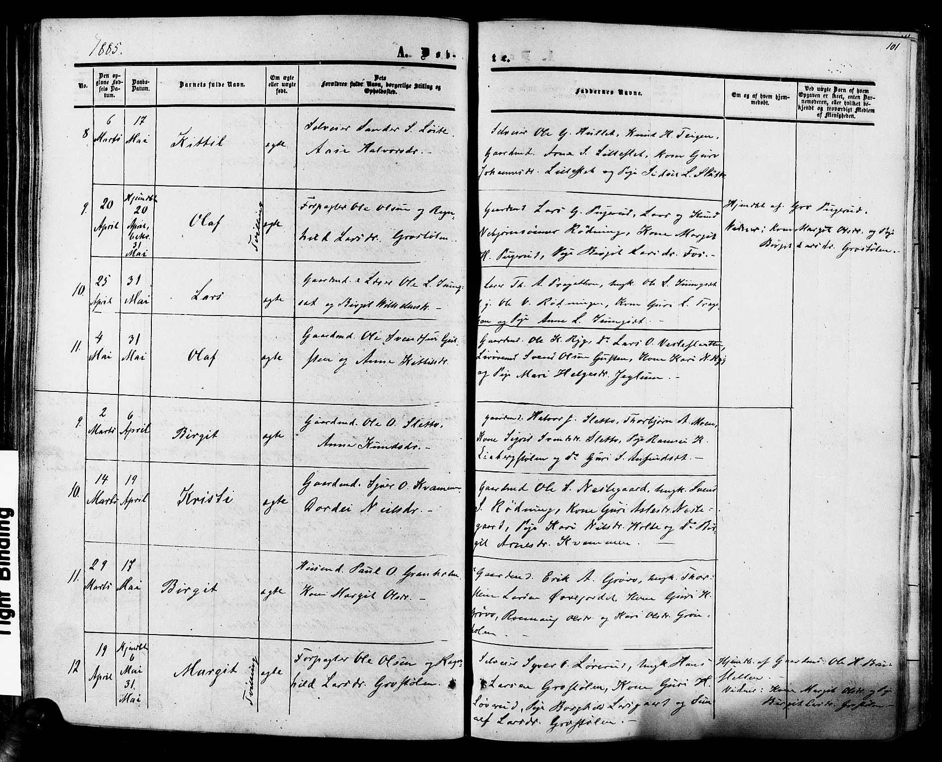 Hol kirkebøker, AV/SAKO-A-227/F/Fa/L0002: Parish register (official) no. I 2, 1870-1886, p. 101