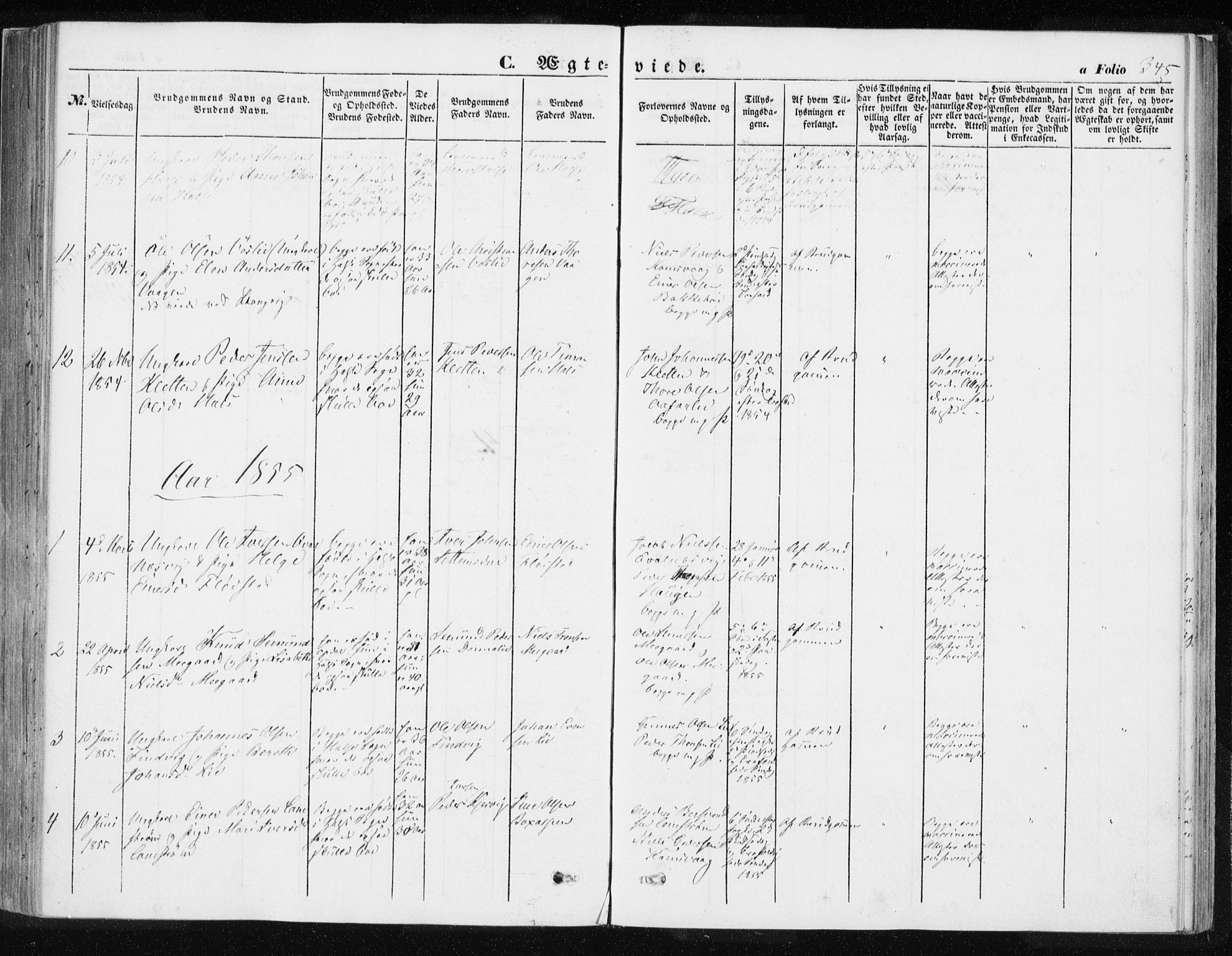 Ministerialprotokoller, klokkerbøker og fødselsregistre - Møre og Romsdal, SAT/A-1454/576/L0883: Parish register (official) no. 576A01, 1849-1865, p. 345