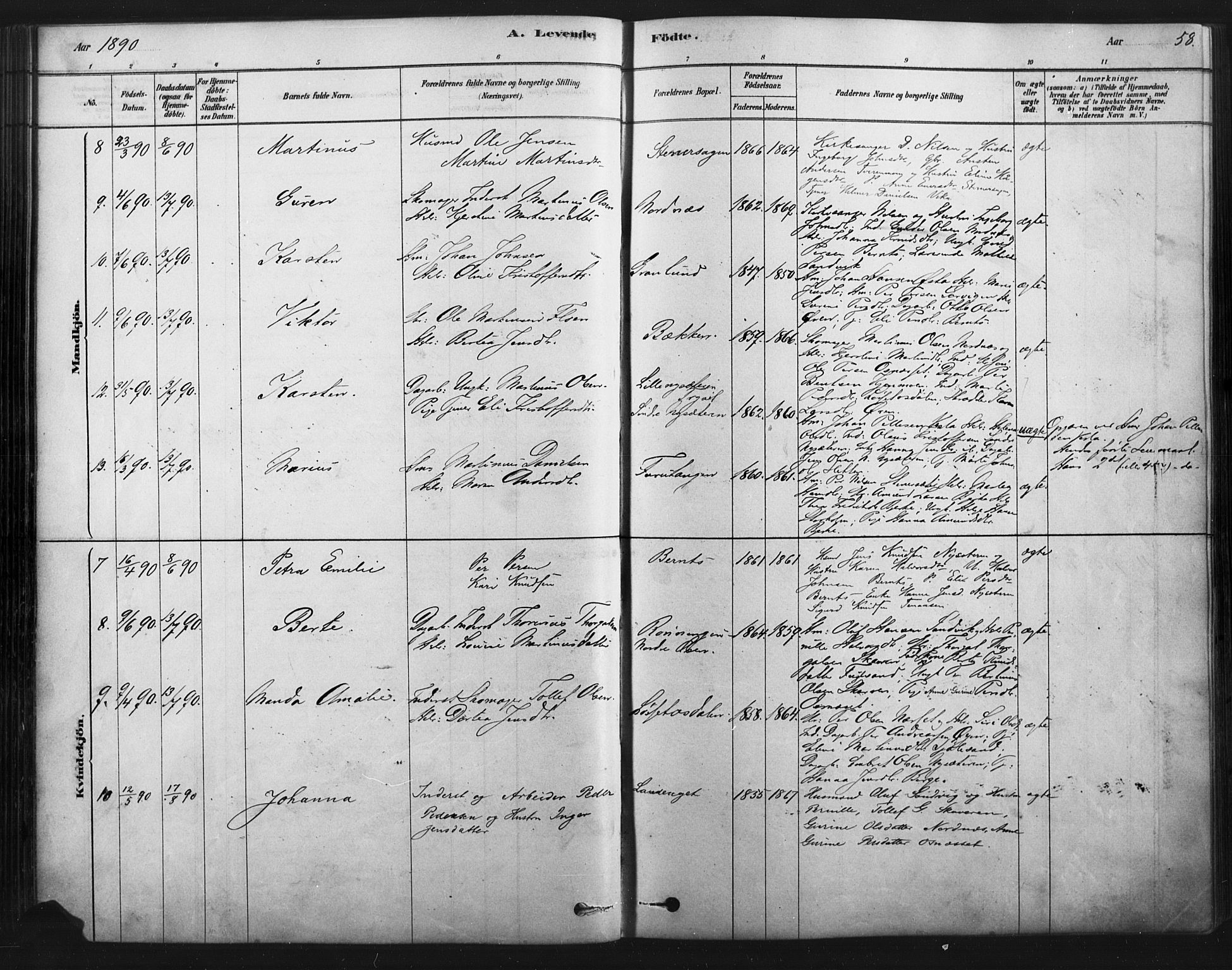 Åmot prestekontor, Hedmark, SAH/PREST-056/H/Ha/Haa/L0012: Parish register (official) no. 12, 1878-1901, p. 58