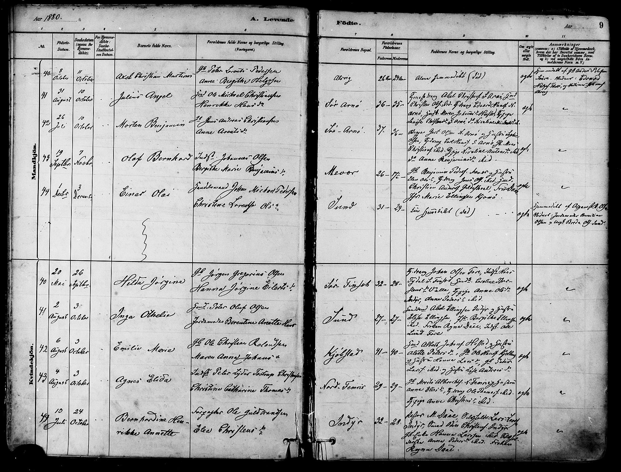 Ministerialprotokoller, klokkerbøker og fødselsregistre - Nordland, AV/SAT-A-1459/805/L0099: Parish register (official) no. 805A06, 1880-1891, p. 9