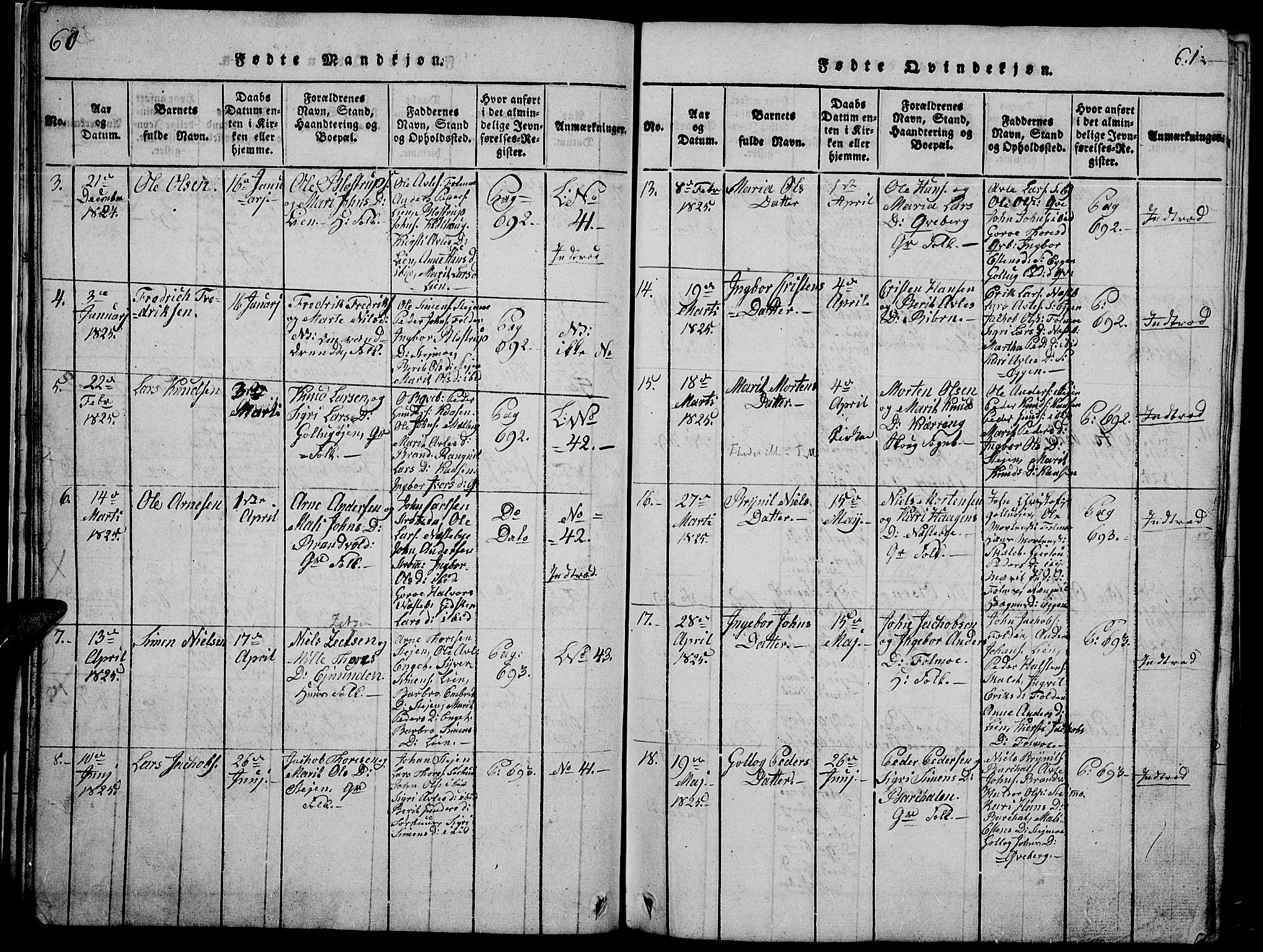 Tynset prestekontor, AV/SAH-PREST-058/H/Ha/Hab/L0002: Parish register (copy) no. 2, 1814-1862, p. 60-61