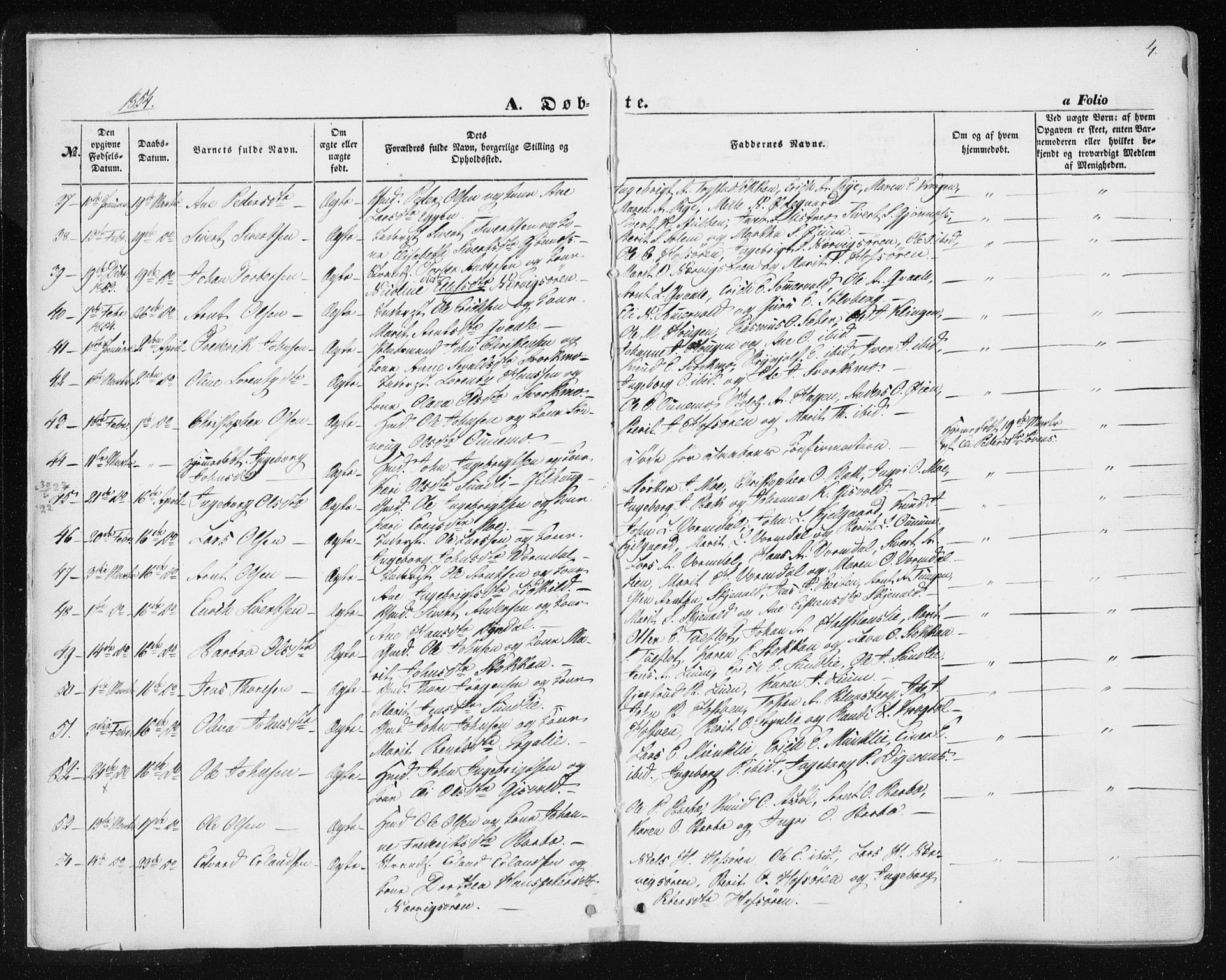 Ministerialprotokoller, klokkerbøker og fødselsregistre - Sør-Trøndelag, AV/SAT-A-1456/668/L0806: Parish register (official) no. 668A06, 1854-1869, p. 4