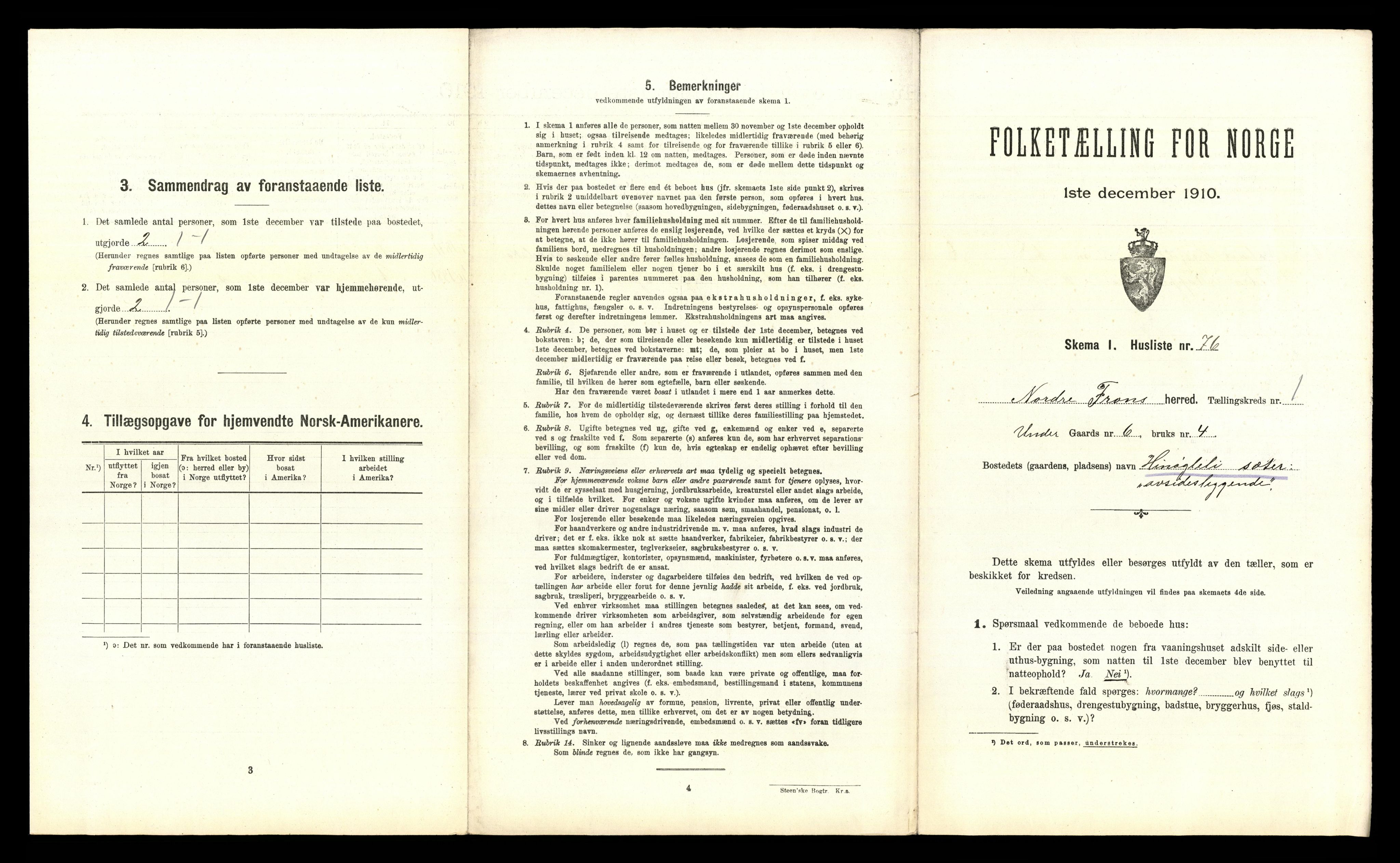 RA, 1910 census for Nord-Fron, 1910, p. 192