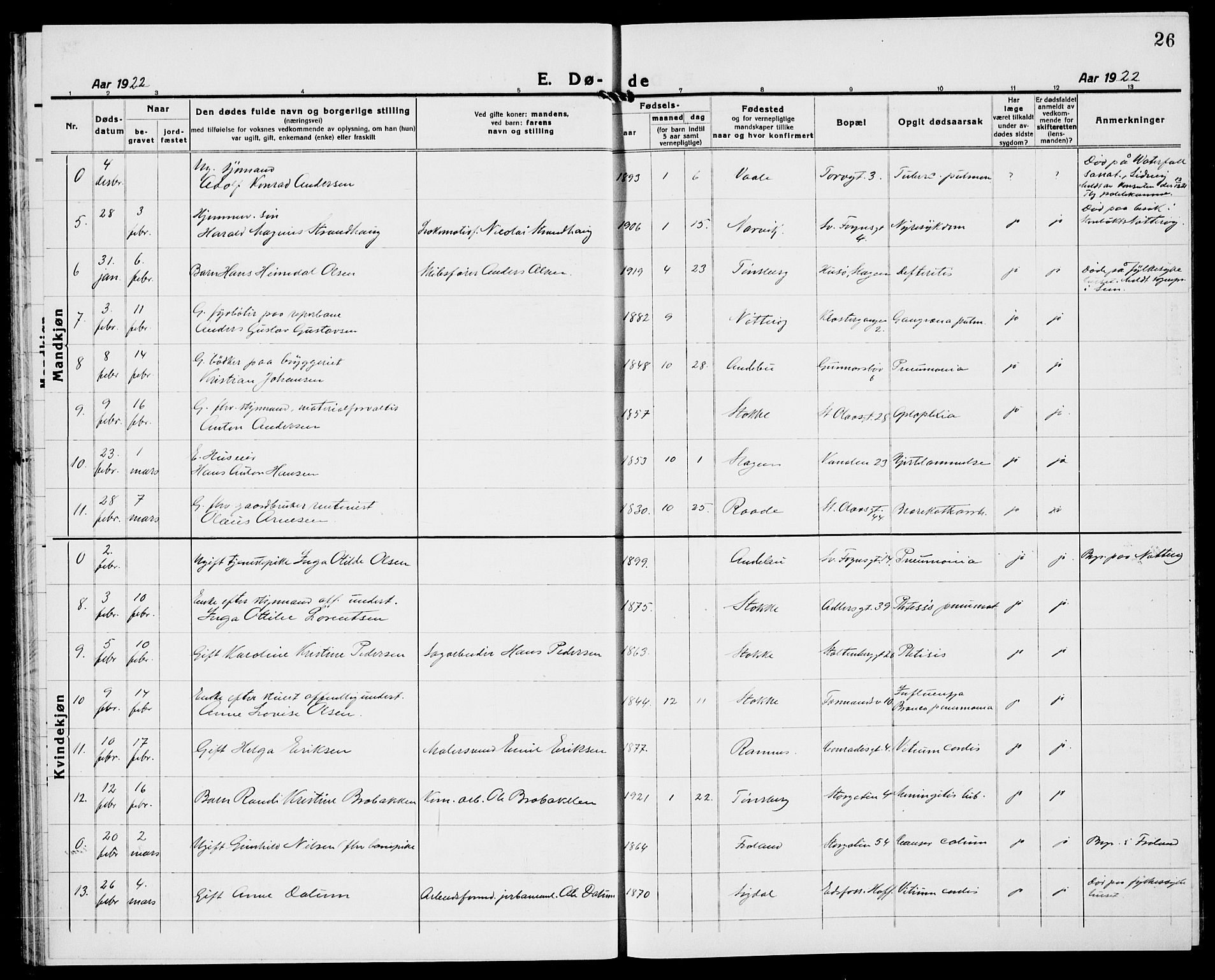 Tønsberg kirkebøker, AV/SAKO-A-330/G/Ga/L0018: Parish register (copy) no. 18, 1920-1935, p. 26