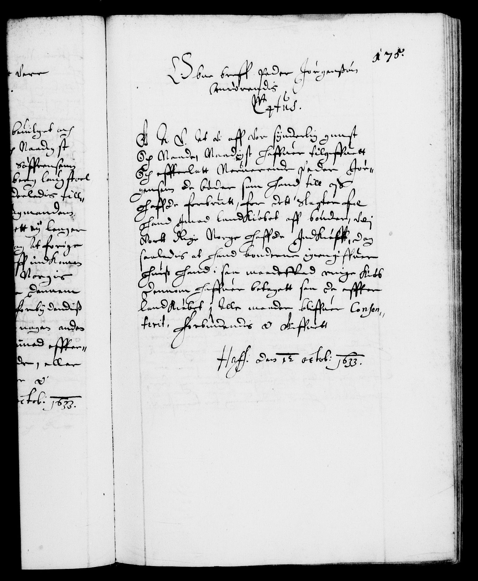 Danske Kanselli 1572-1799, AV/RA-EA-3023/F/Fc/Fca/Fcaa/L0005: Norske registre (mikrofilm), 1631-1636, p. 175a