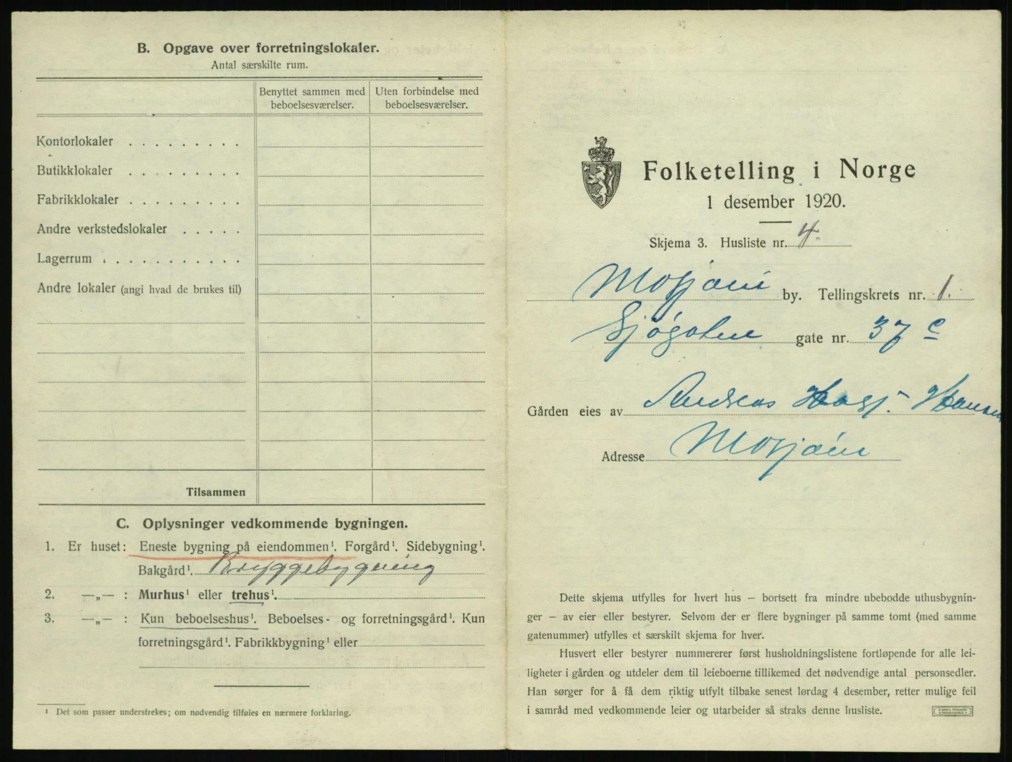 SAT, 1920 census for Mosjøen, 1920, p. 28