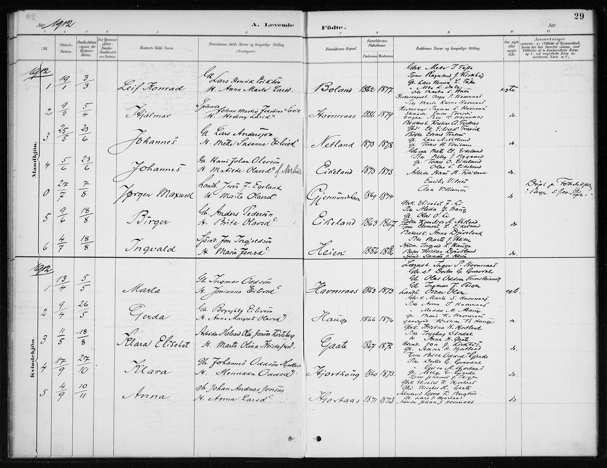 Kvinnherad sokneprestembete, SAB/A-76401/H/Haa: Parish register (official) no. C 1, 1885-1912, p. 29