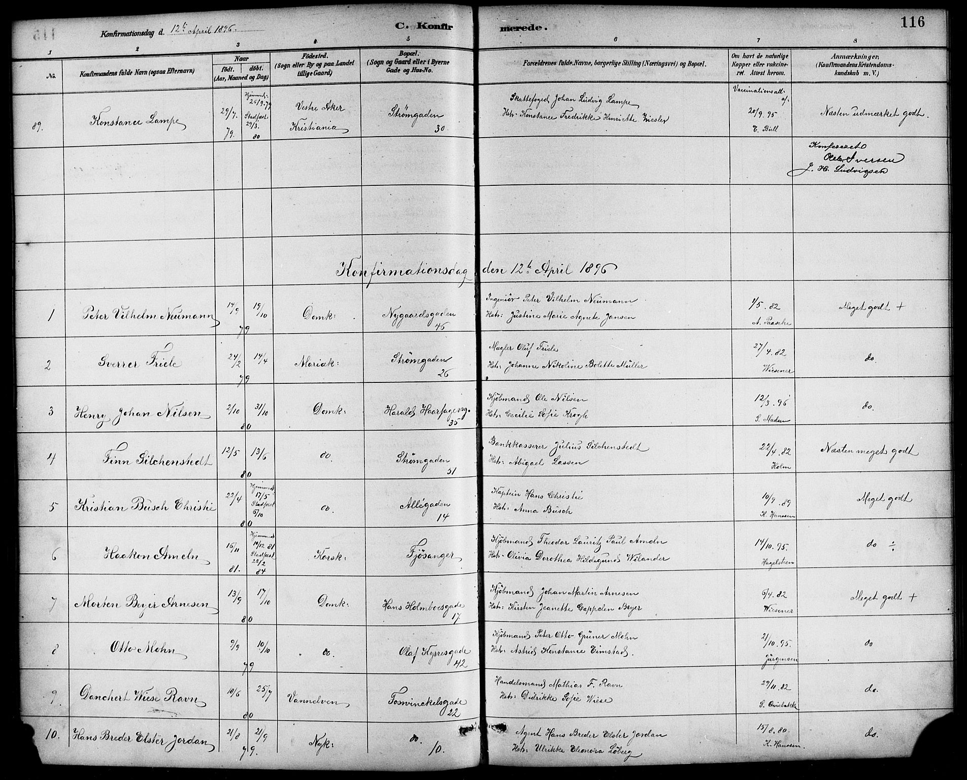 Johanneskirken sokneprestembete, SAB/A-76001/H/Hab: Parish register (copy) no. B 1, 1885-1907, p. 116