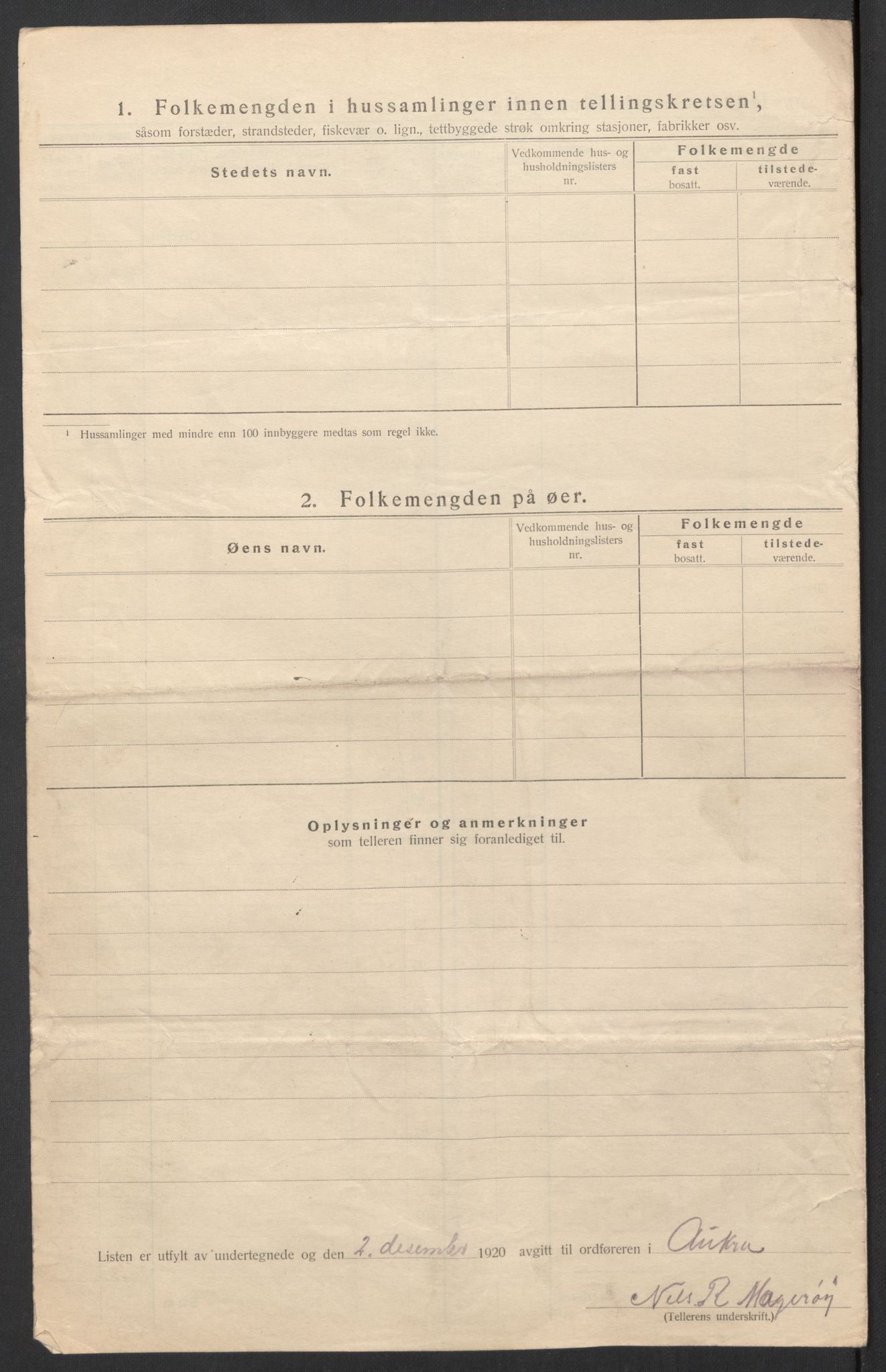 SAT, 1920 census for Aukra, 1920, p. 45