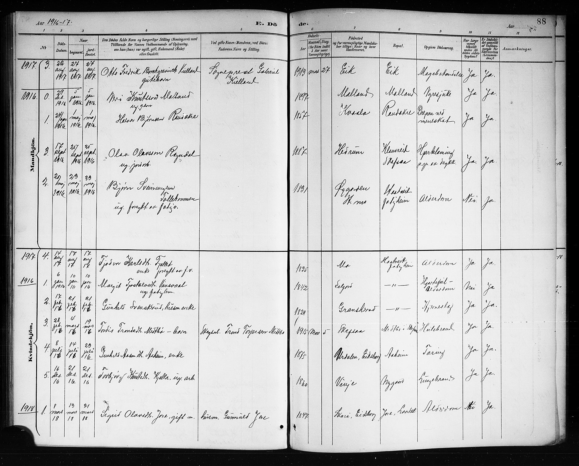 Lårdal kirkebøker, SAKO/A-284/G/Ga/L0003: Parish register (copy) no. I 3, 1891-1918, p. 88