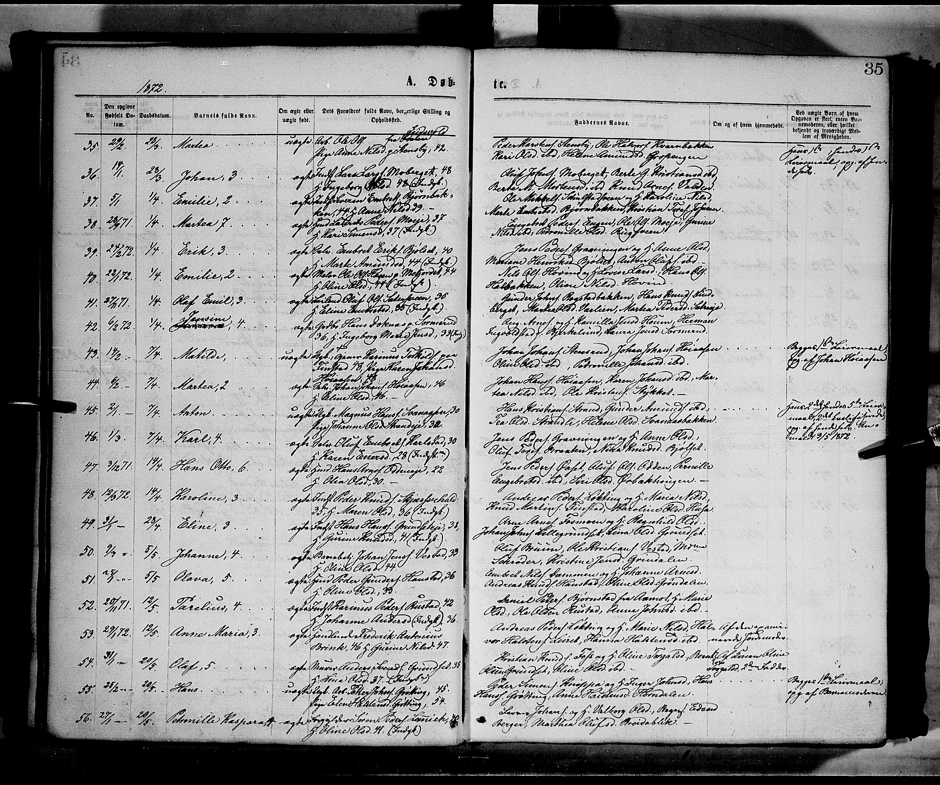 Elverum prestekontor, AV/SAH-PREST-044/H/Ha/Haa/L0011: Parish register (official) no. 11, 1869-1879, p. 35