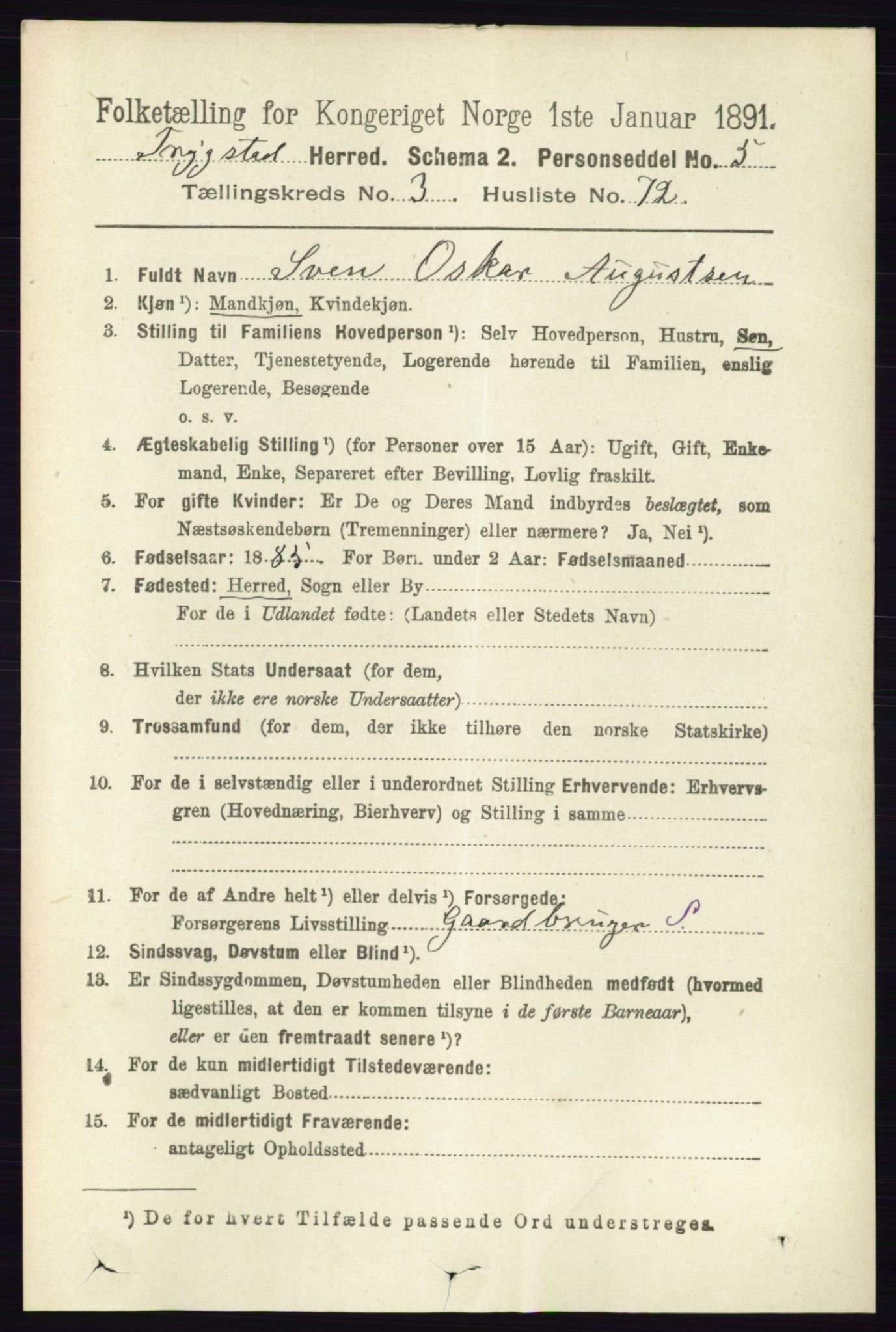 RA, 1891 Census for 0122 Trøgstad, 1891, p. 1508