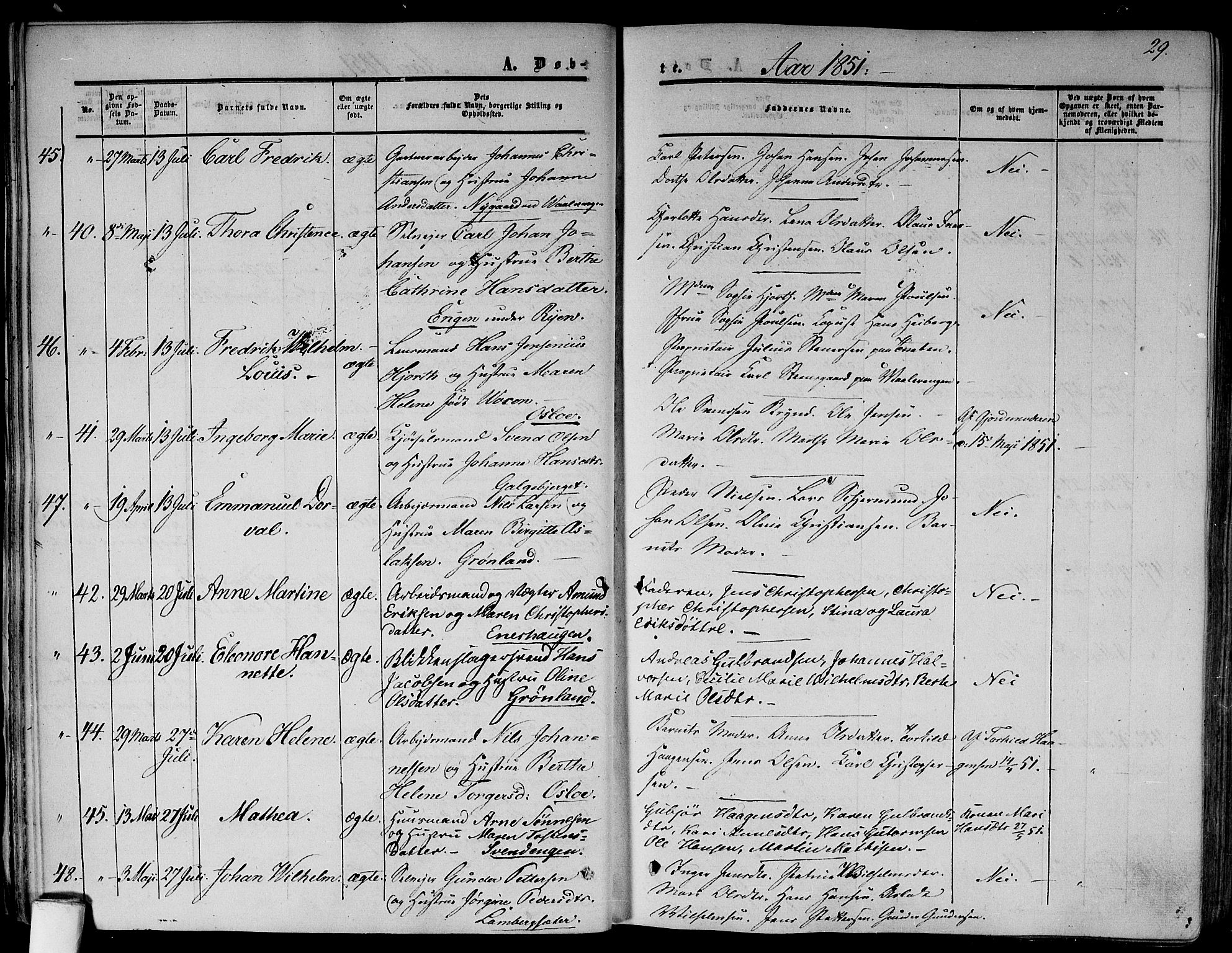 Gamlebyen prestekontor Kirkebøker, SAO/A-10884/F/Fa/L0004: Parish register (official) no. 4, 1850-1857, p. 29