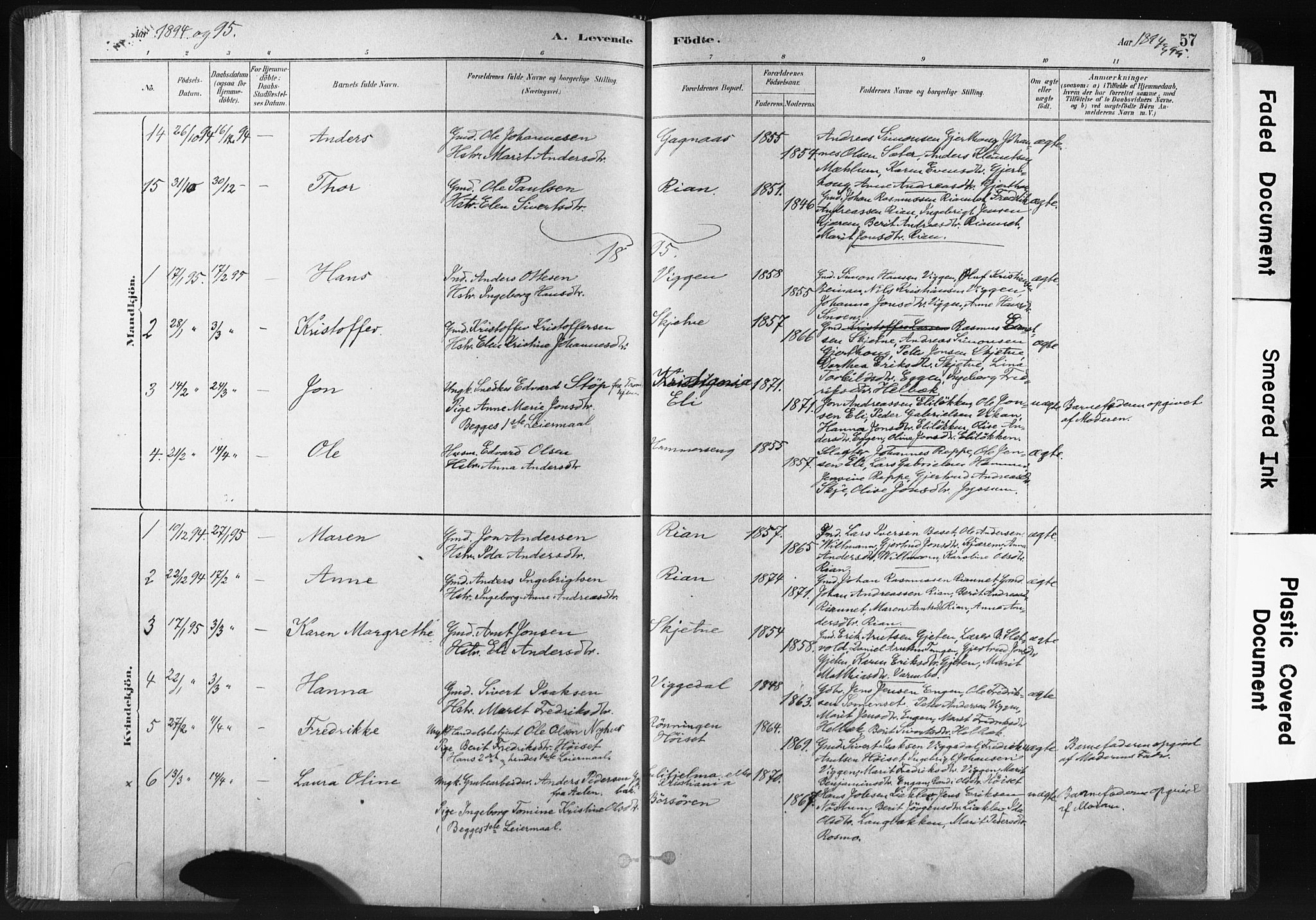 Ministerialprotokoller, klokkerbøker og fødselsregistre - Sør-Trøndelag, SAT/A-1456/665/L0773: Parish register (official) no. 665A08, 1879-1905, p. 57