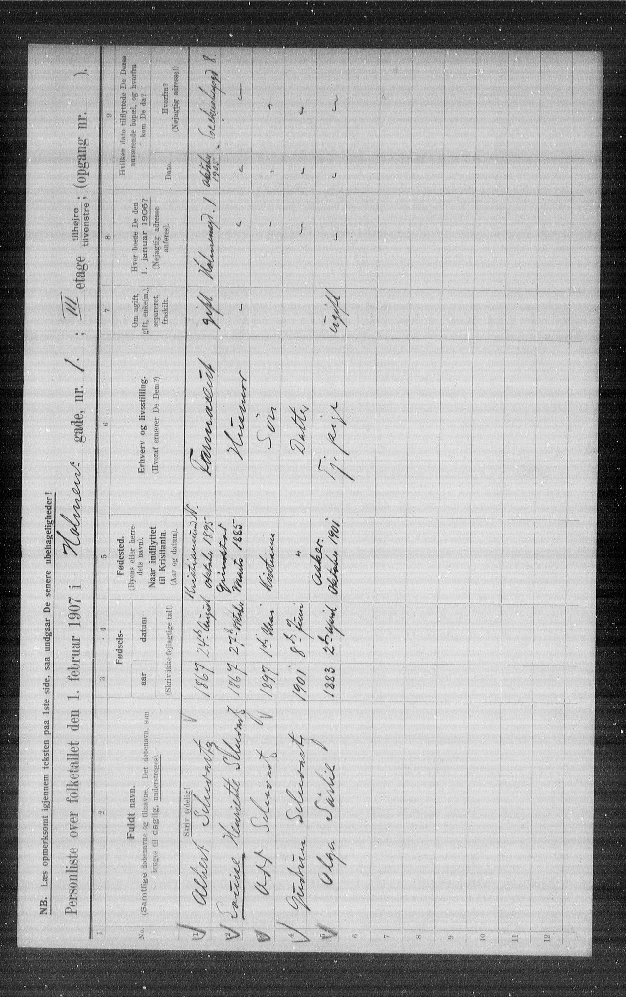 OBA, Municipal Census 1907 for Kristiania, 1907, p. 20973