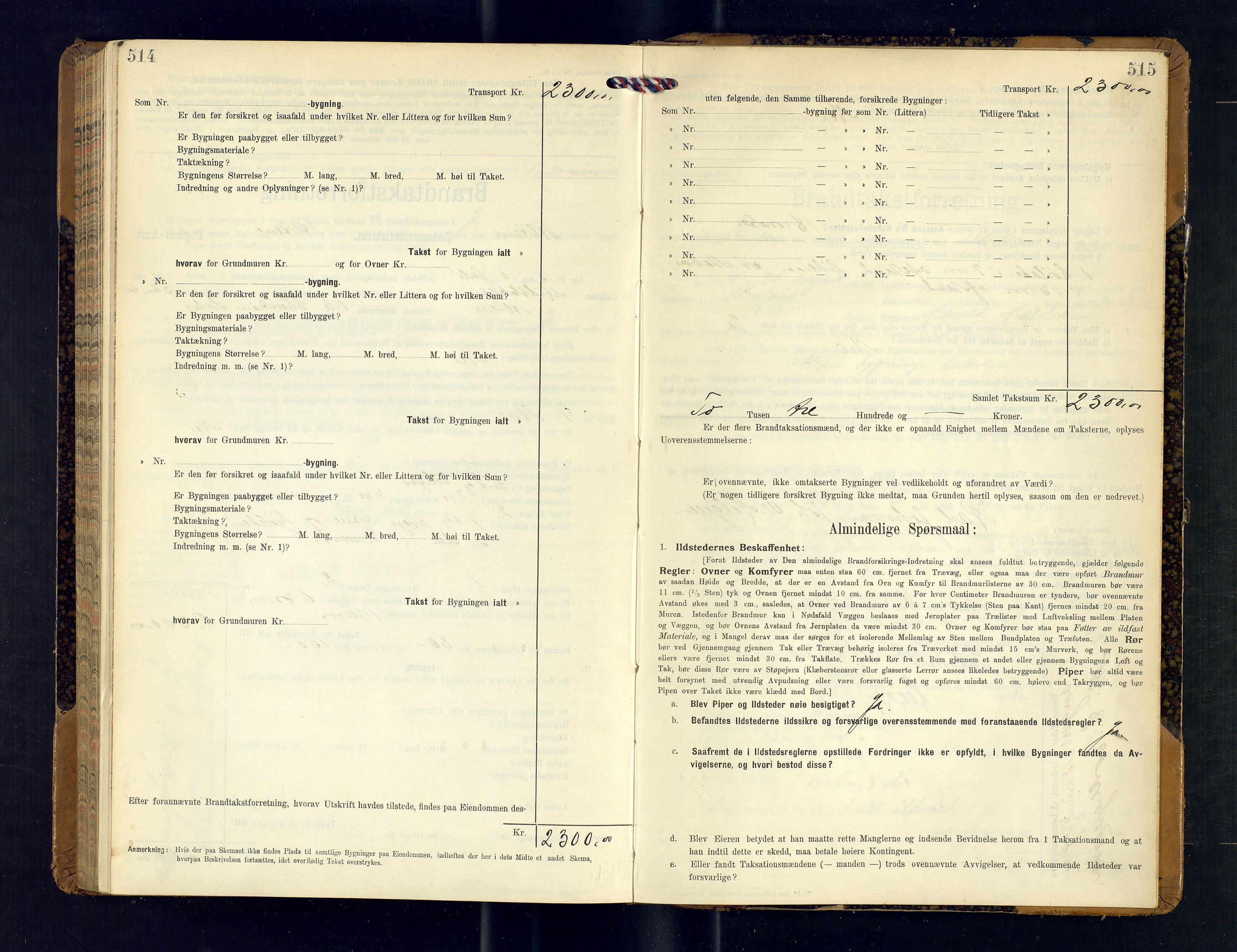 Alta lensmannskontor, AV/SATØ-S-1165/O/Ob/L0171: Branntakstprotokoll, 1911-1915, p. 514-515