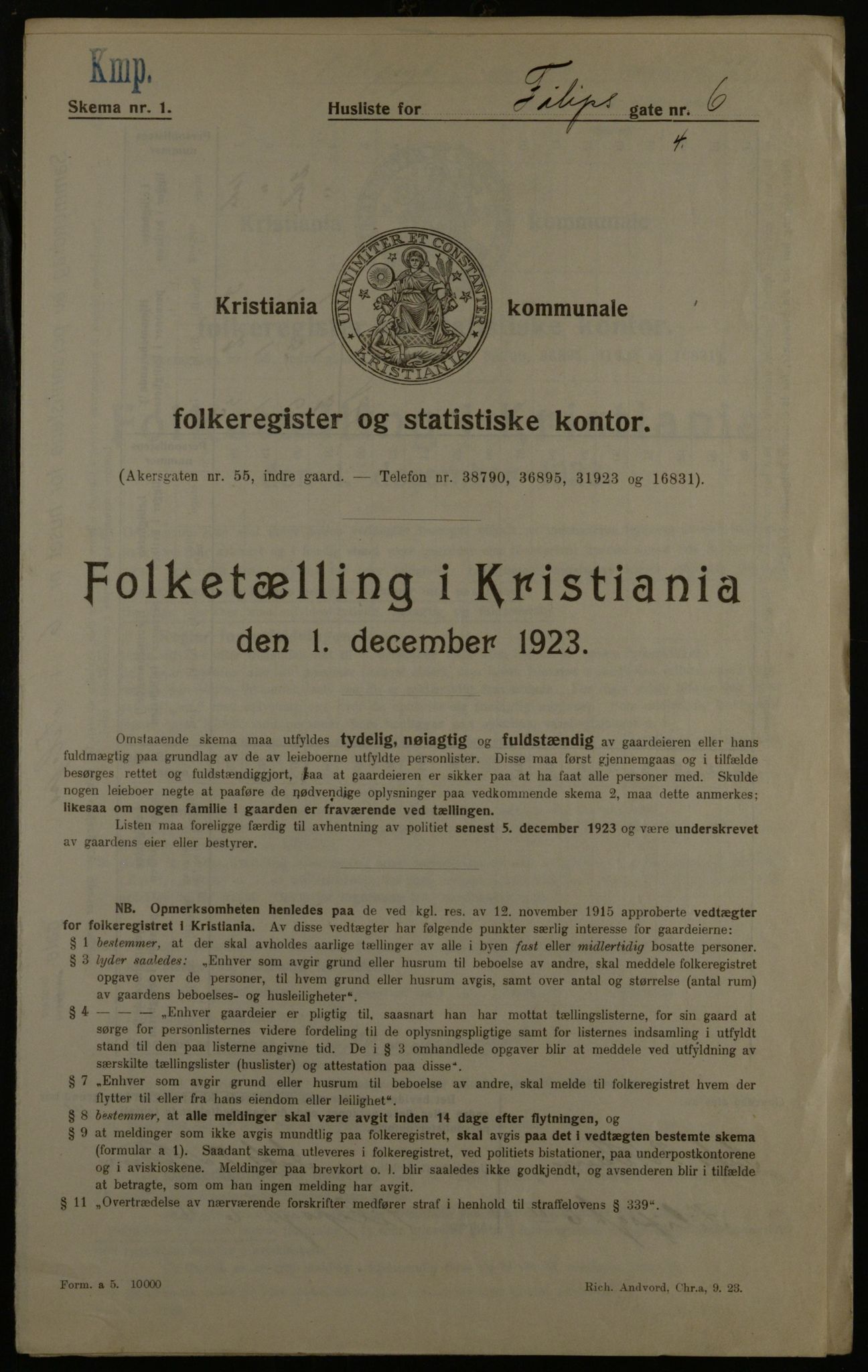 OBA, Municipal Census 1923 for Kristiania, 1923, p. 27342