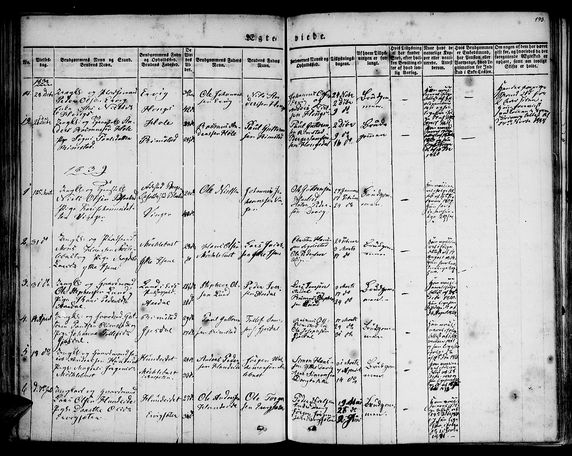 Davik sokneprestembete, AV/SAB-A-79701/H/Haa/Haaa/L0004: Parish register (official) no. A 4, 1830-1849, p. 193