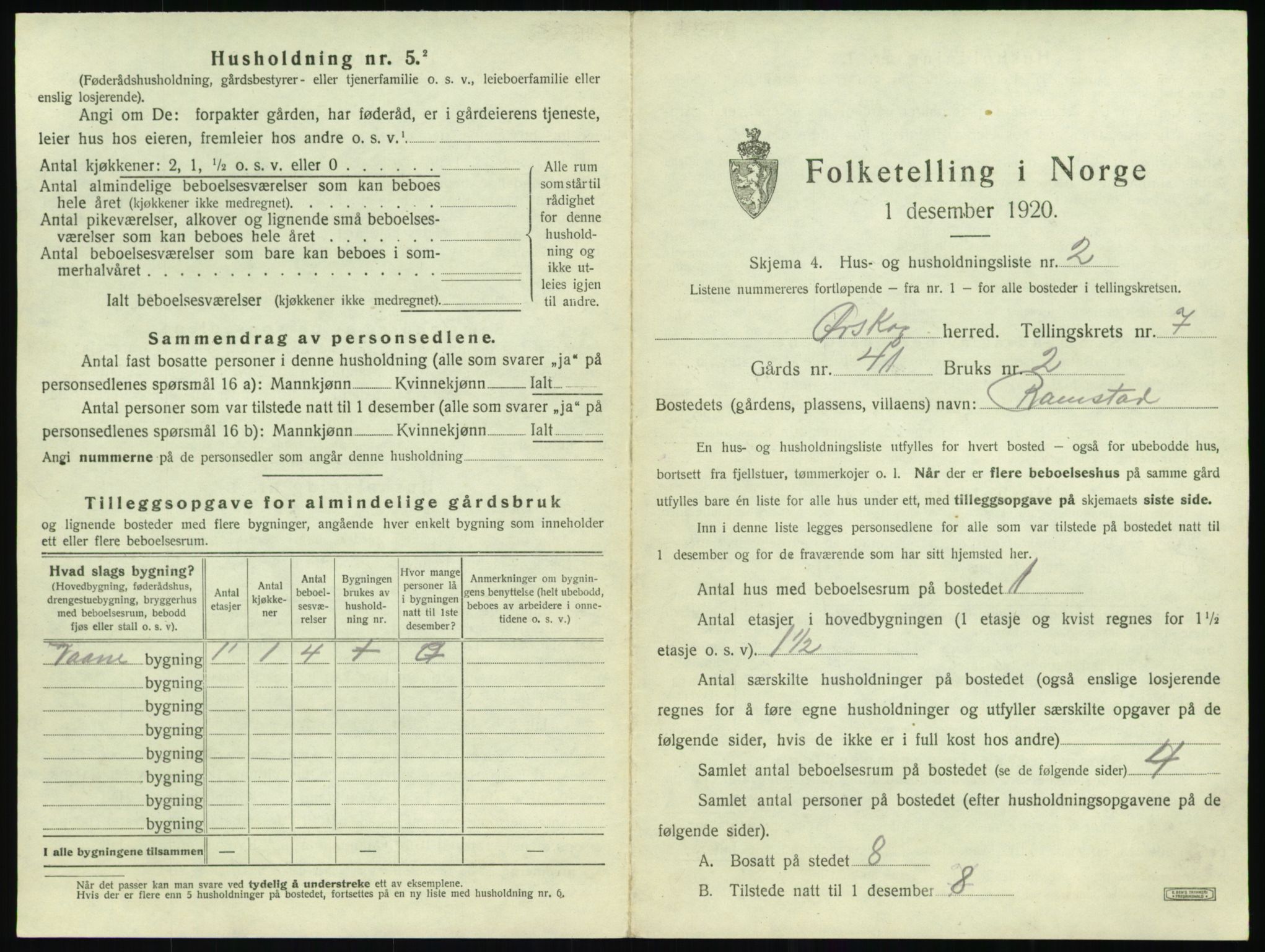 SAT, 1920 census for Ørskog, 1920, p. 538