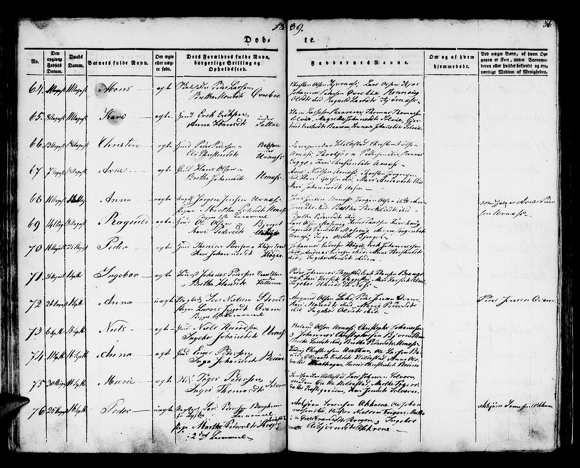 Hafslo sokneprestembete, AV/SAB-A-80301/H/Haa/Haaa/L0005: Parish register (official) no. A 5, 1834-1852, p. 36