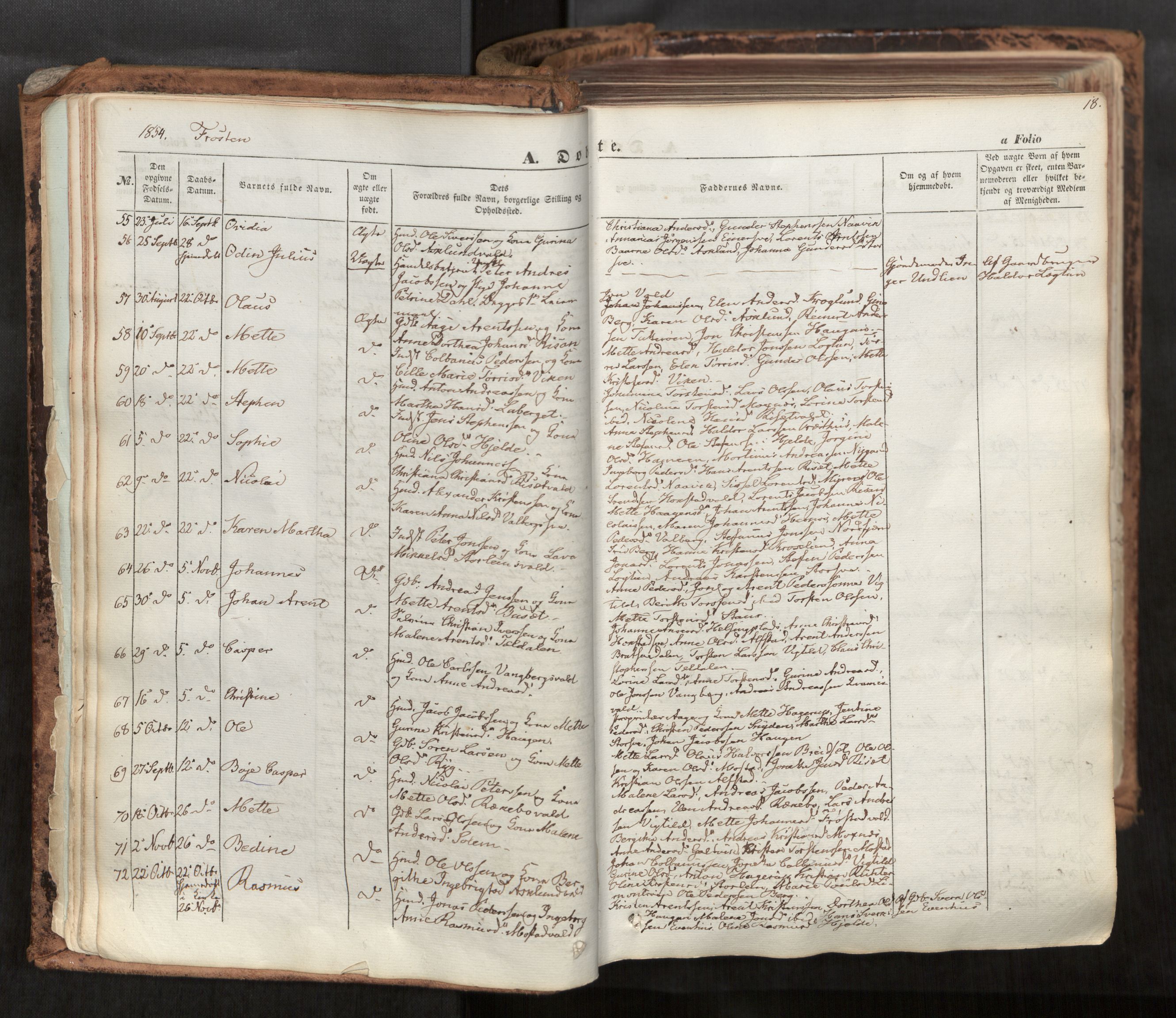 Ministerialprotokoller, klokkerbøker og fødselsregistre - Nord-Trøndelag, SAT/A-1458/713/L0116: Parish register (official) no. 713A07, 1850-1877, p. 18