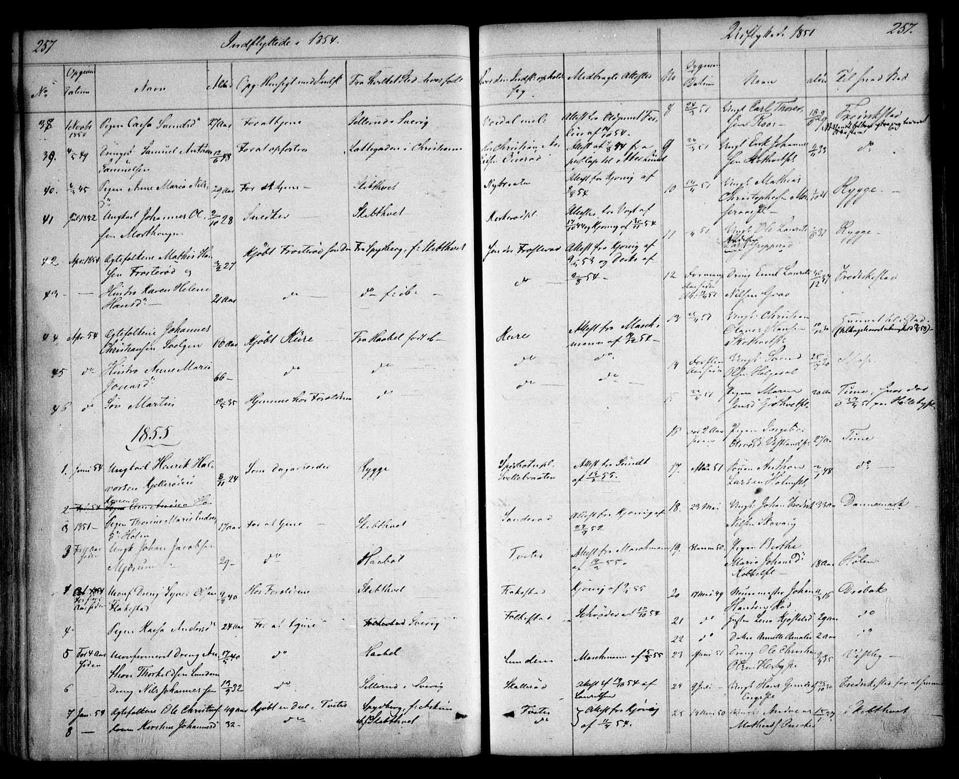 Våler prestekontor Kirkebøker, SAO/A-11083/F/Fa/L0006: Parish register (official) no. I 6, 1840-1861, p. 257
