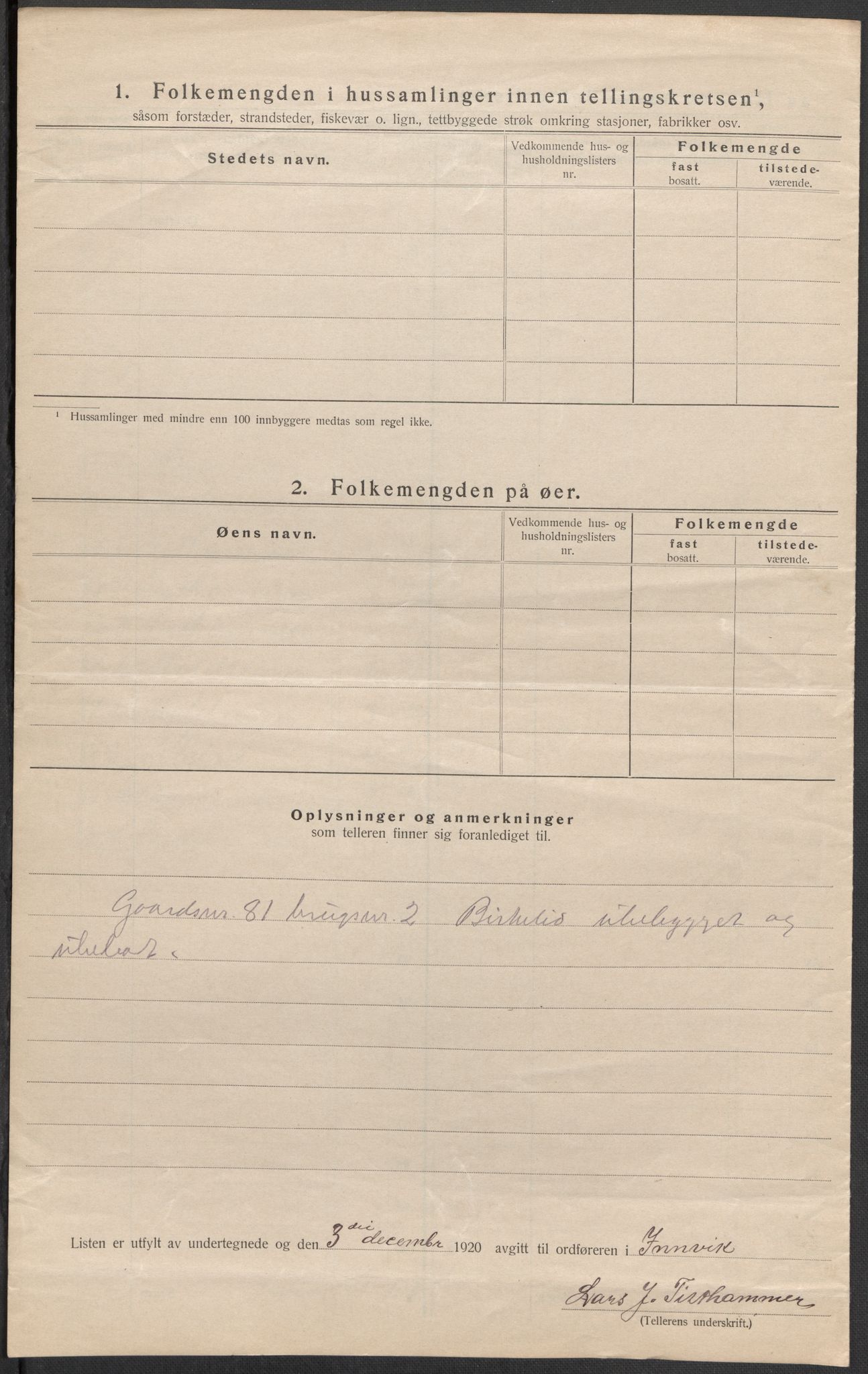 SAB, 1920 census for Innvik, 1920, p. 31