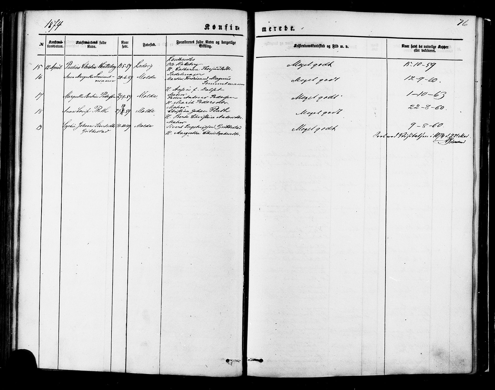 Ministerialprotokoller, klokkerbøker og fødselsregistre - Møre og Romsdal, AV/SAT-A-1454/558/L0691: Parish register (official) no. 558A05, 1873-1886, p. 76