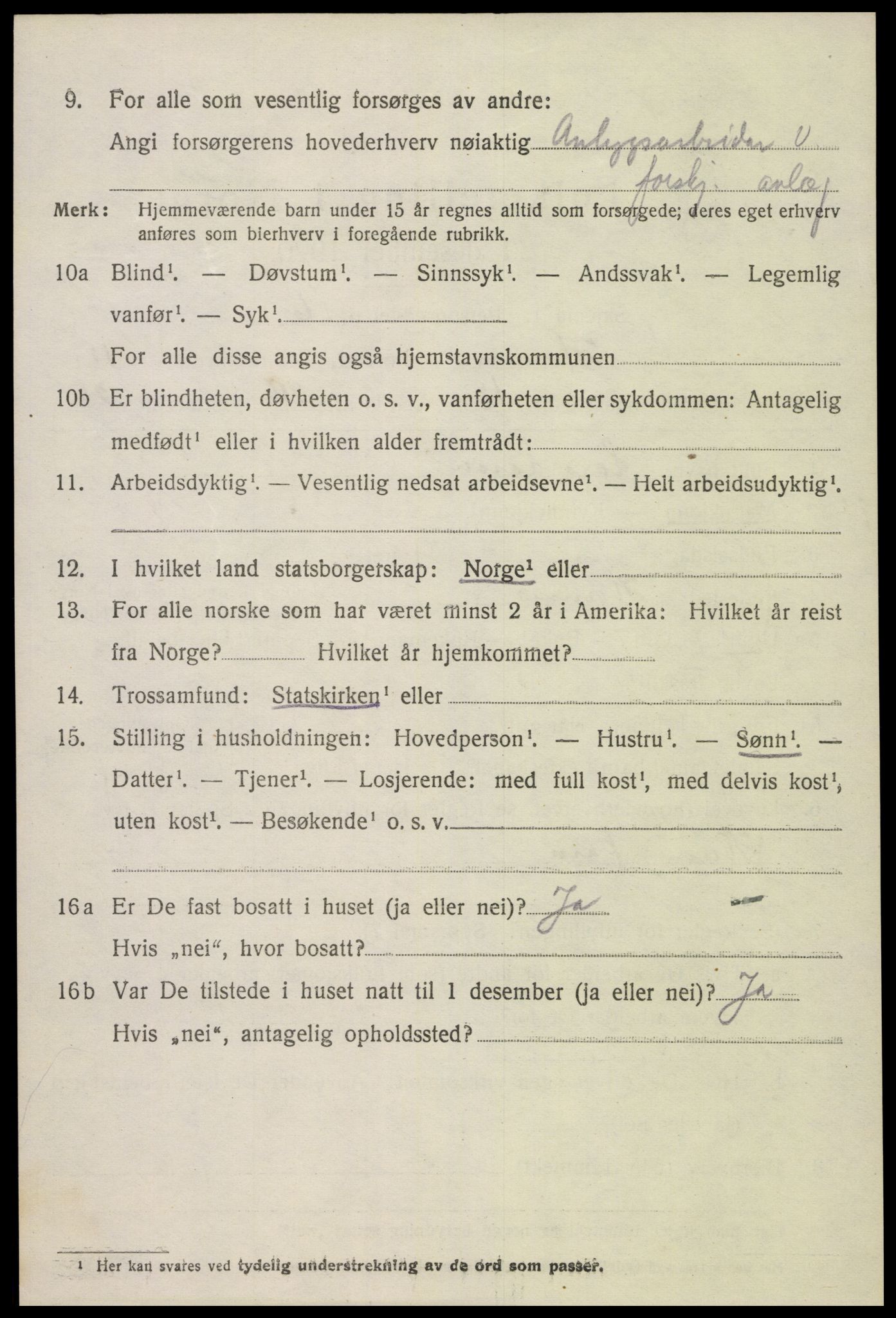 SAK, 1920 census for Hornnes, 1920, p. 2856