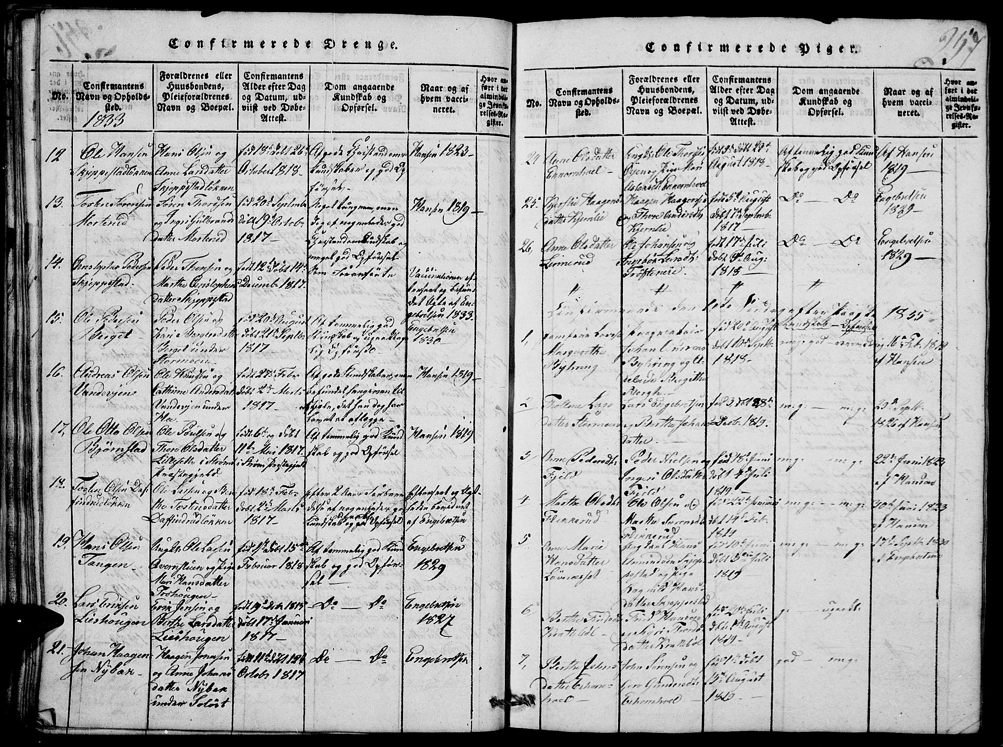 Nord-Odal prestekontor, AV/SAH-PREST-032/H/Ha/Hab/L0001: Parish register (copy) no. 1, 1819-1838, p. 257