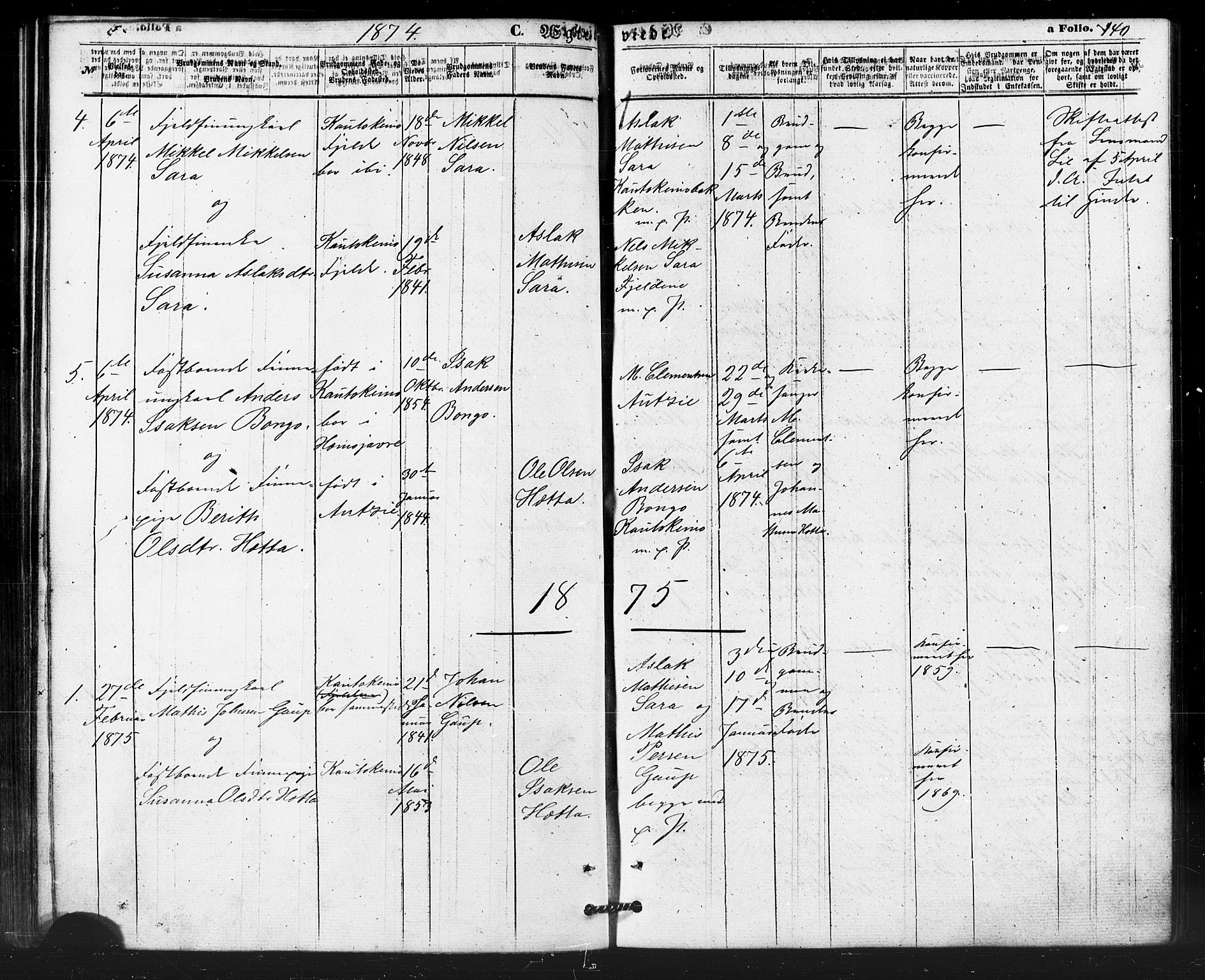 Kautokeino sokneprestembete, SATØ/S-1340/H/Ha/L0003.kirke: Parish register (official) no. 3, 1862-1879, p. 140
