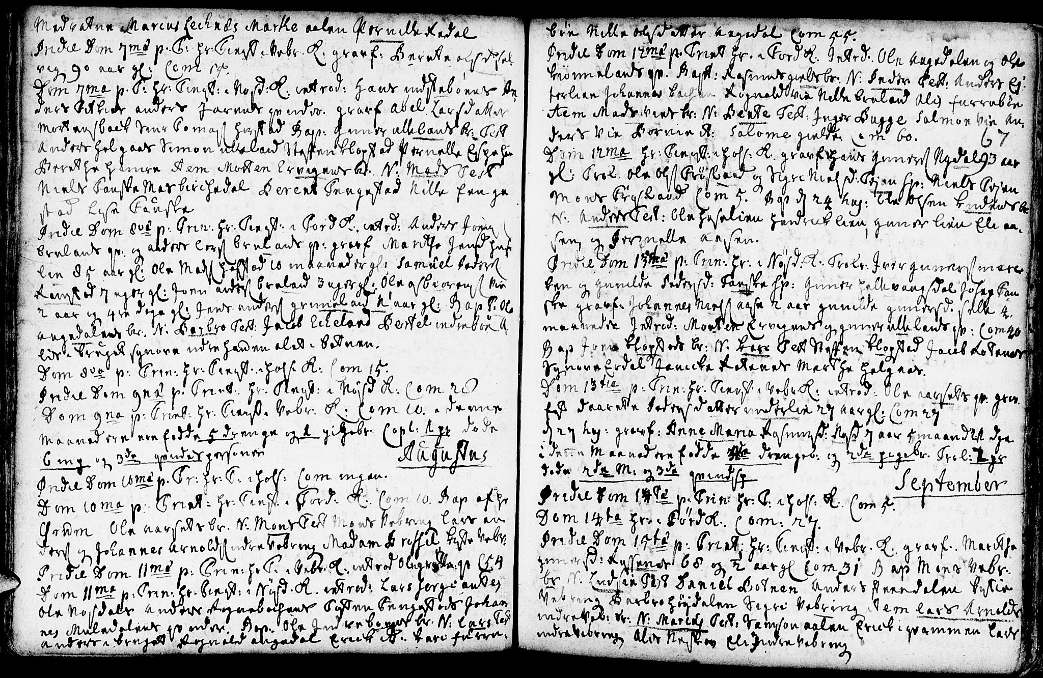 Førde sokneprestembete, AV/SAB-A-79901/H/Haa/Haaa/L0002: Parish register (official) no. A 2, 1728-1748, p. 67