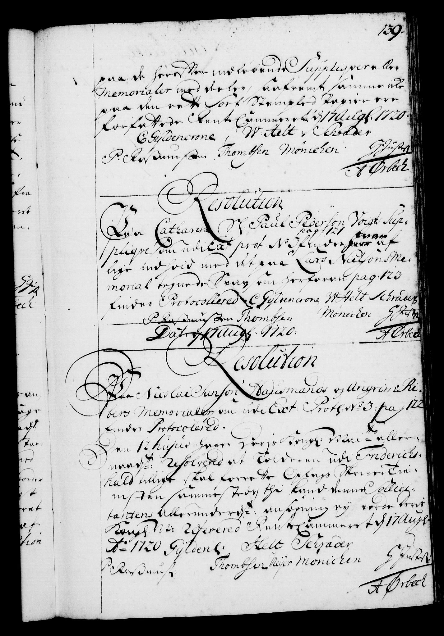 Rentekammeret, Kammerkanselliet, RA/EA-3111/G/Gg/Gga/L0001: Norsk ekspedisjonsprotokoll med register (merket RK 53.1), 1720-1723, p. 139